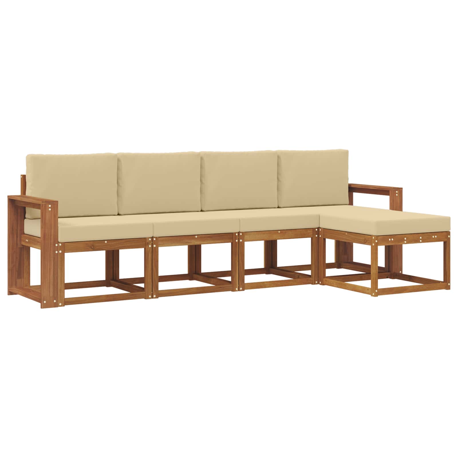 Set vanjskih sofa 5 pcs Prirodna i bež Čvrsto drvo akacije