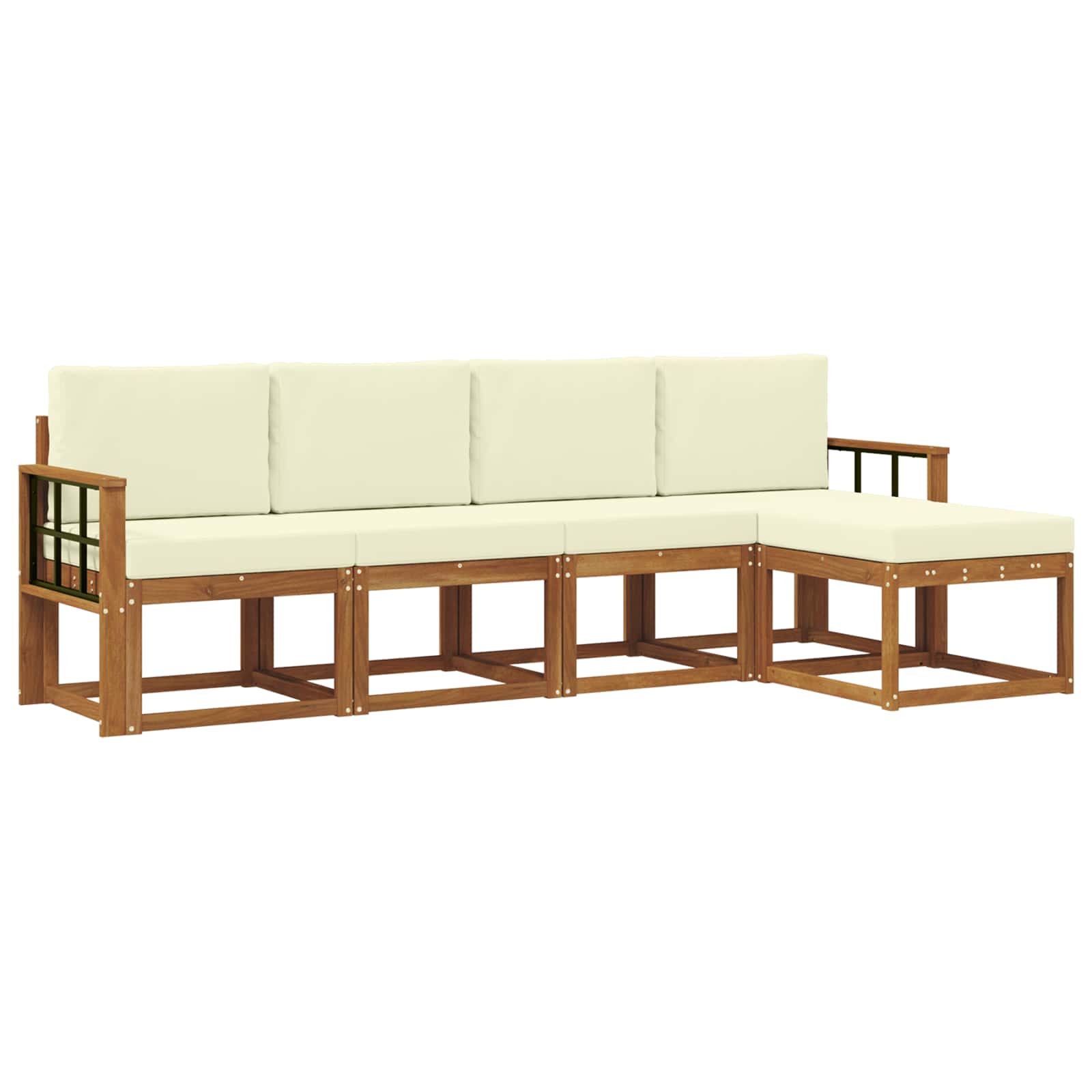 Set vanjskih sofa 5 pcs Prirodna i krem Čvrsto drvo akacije