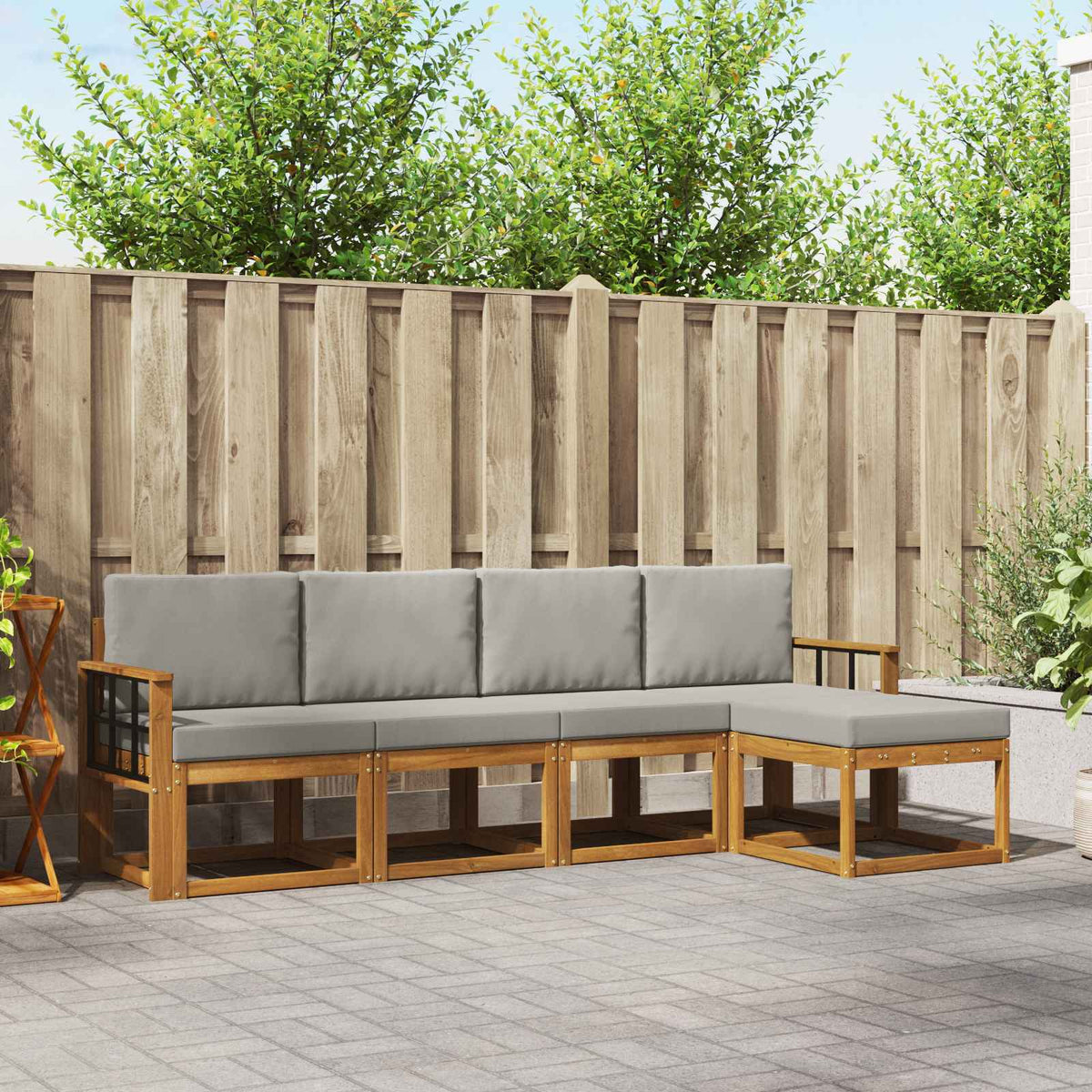 Set vanjskih sofa 5 kom. Prirodna i svijetlo siva