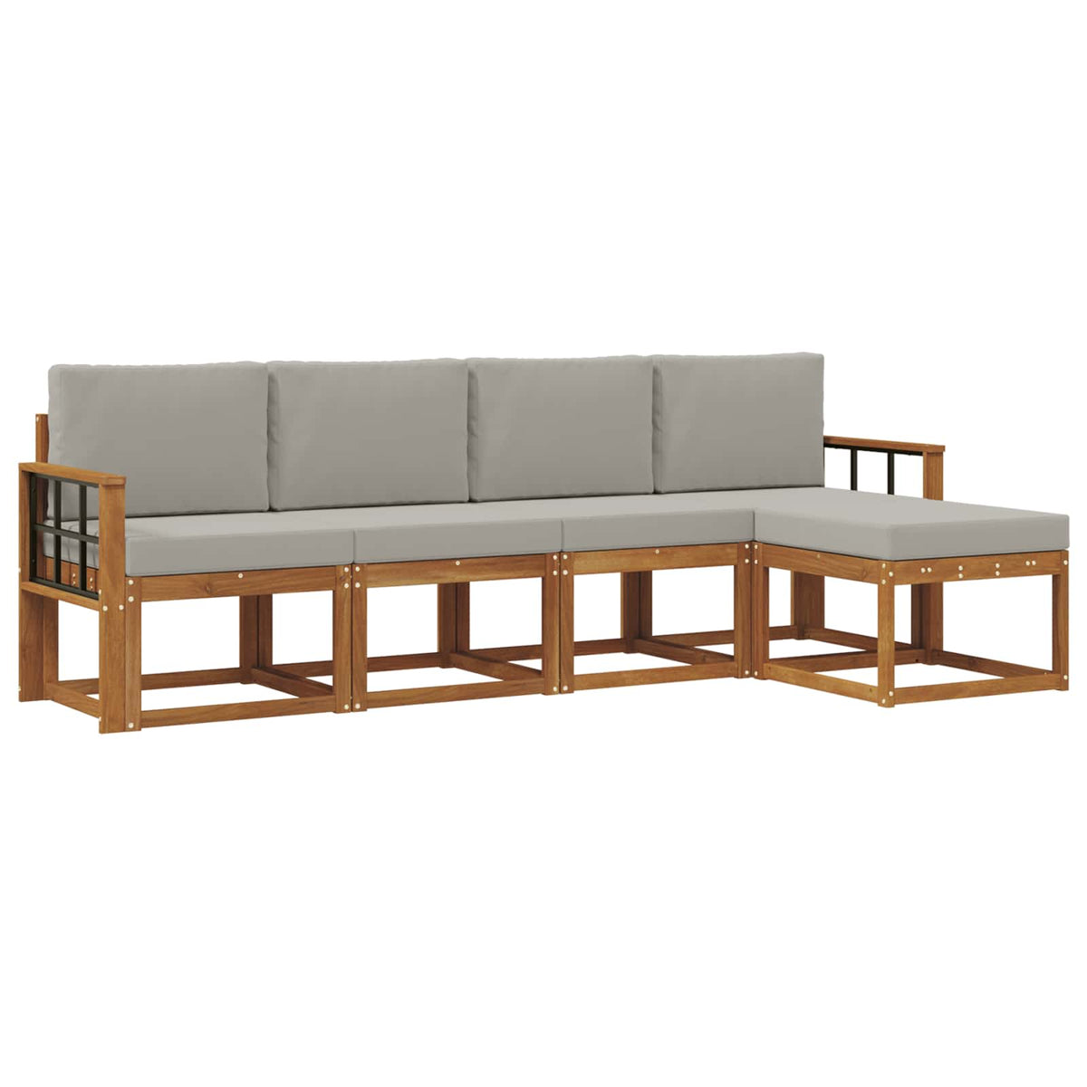 Set vanjskih sofa 5 kom. Prirodna i svijetlo siva