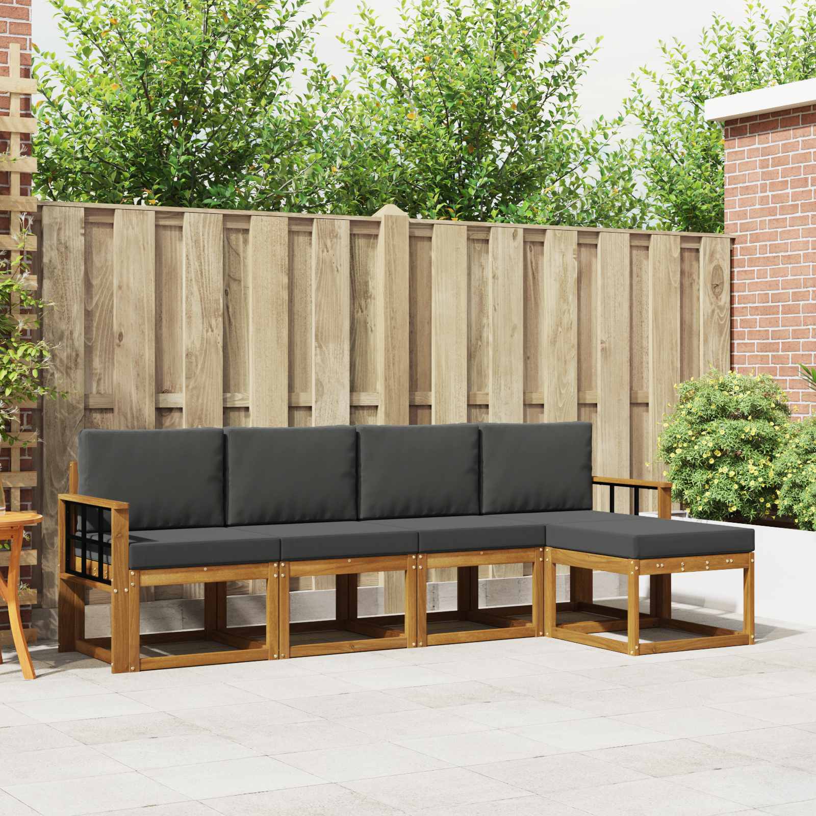 Set vanjskih sofa 5 pcs Prirodna i antracit Čvrsto drvo akacije