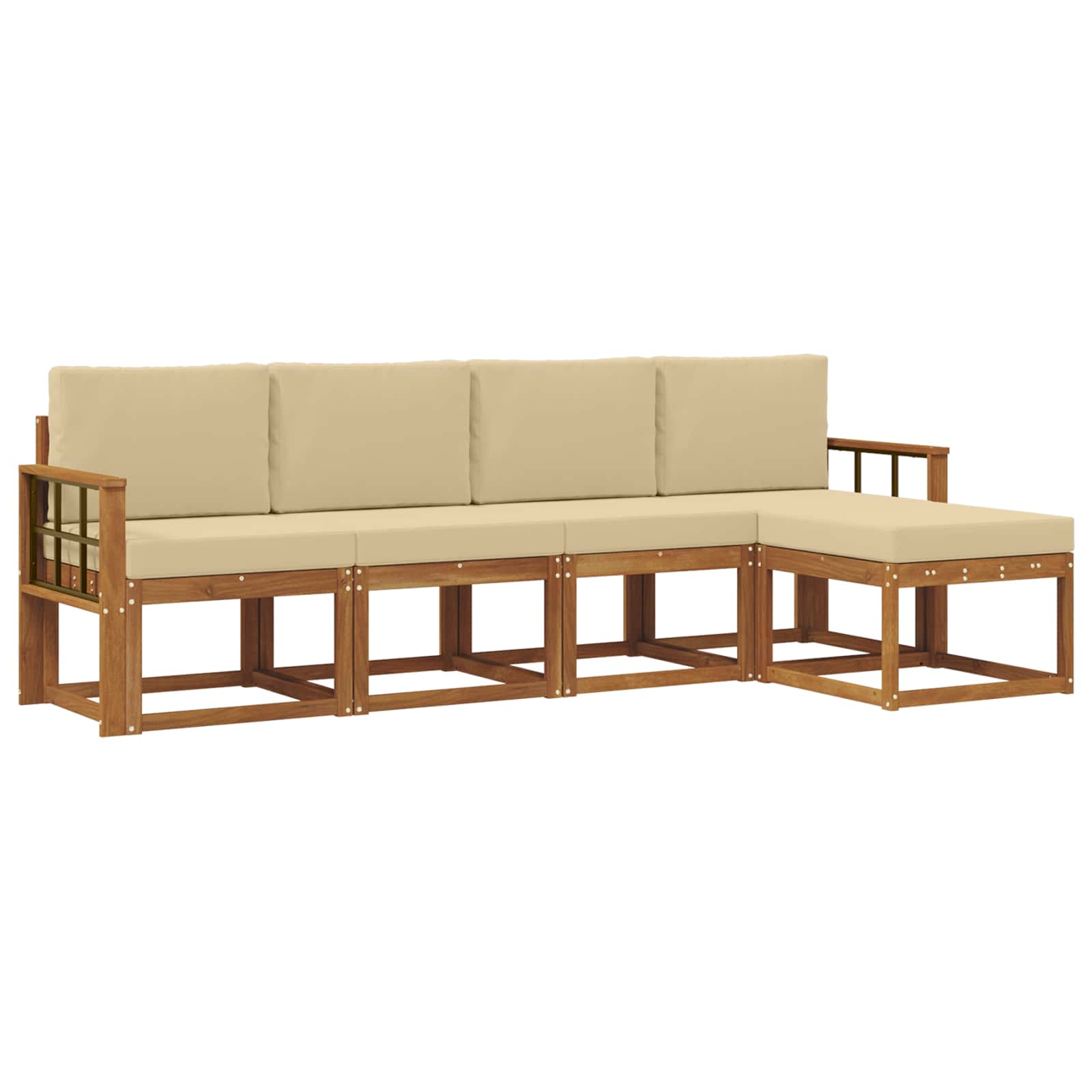 Set vanjskih sofa 5 pcs Prirodna i bež Čvrsto drvo akacije
