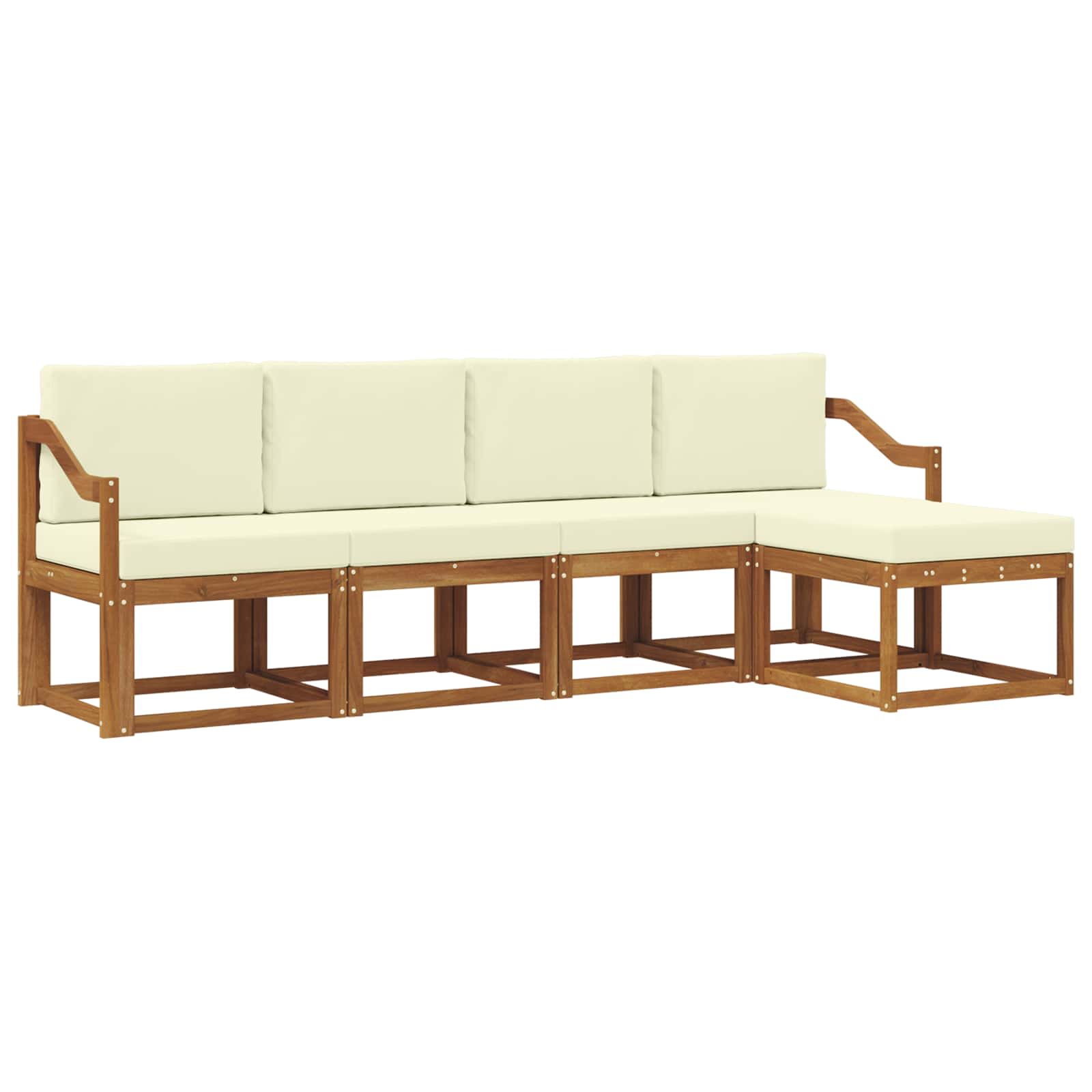 Set vanjskih sofa 5 pcs Prirodna i krem Čvrsto drvo akacije