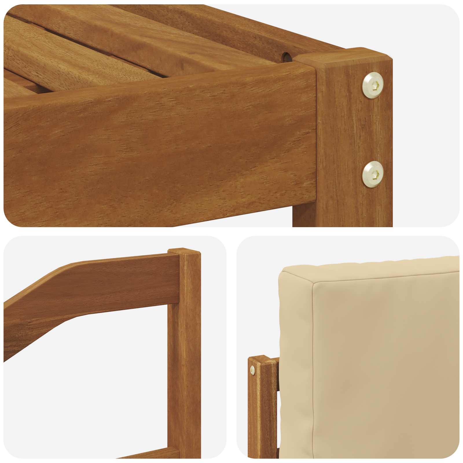 Set vanjskih sofa 5 pcs Prirodna i bež Čvrsto drvo akacije