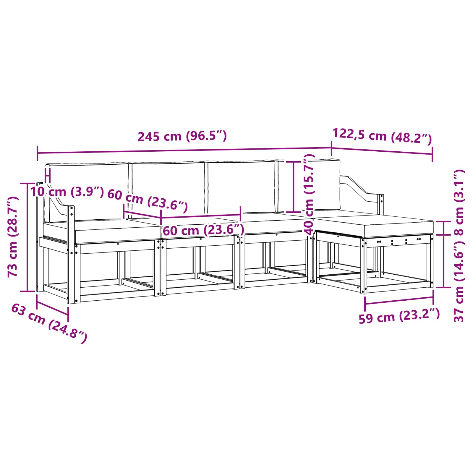 Set vanjskih sofa 5 pcs Prirodna i bež Čvrsto drvo akacije