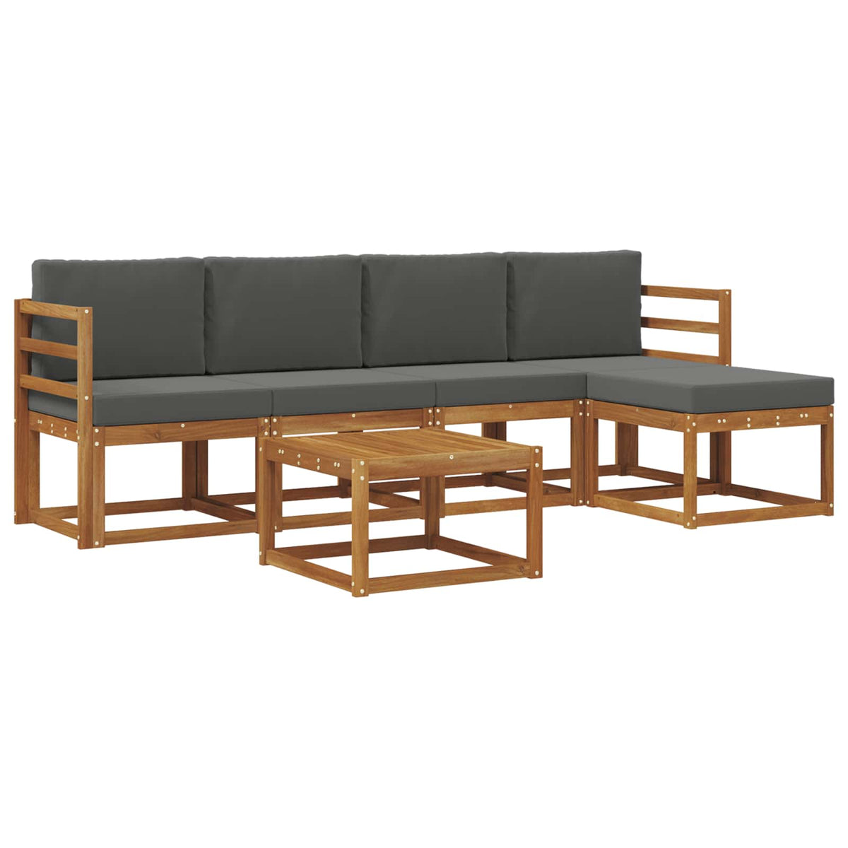 Set vanjskih sofa 6 kom. Prirodna i antracit