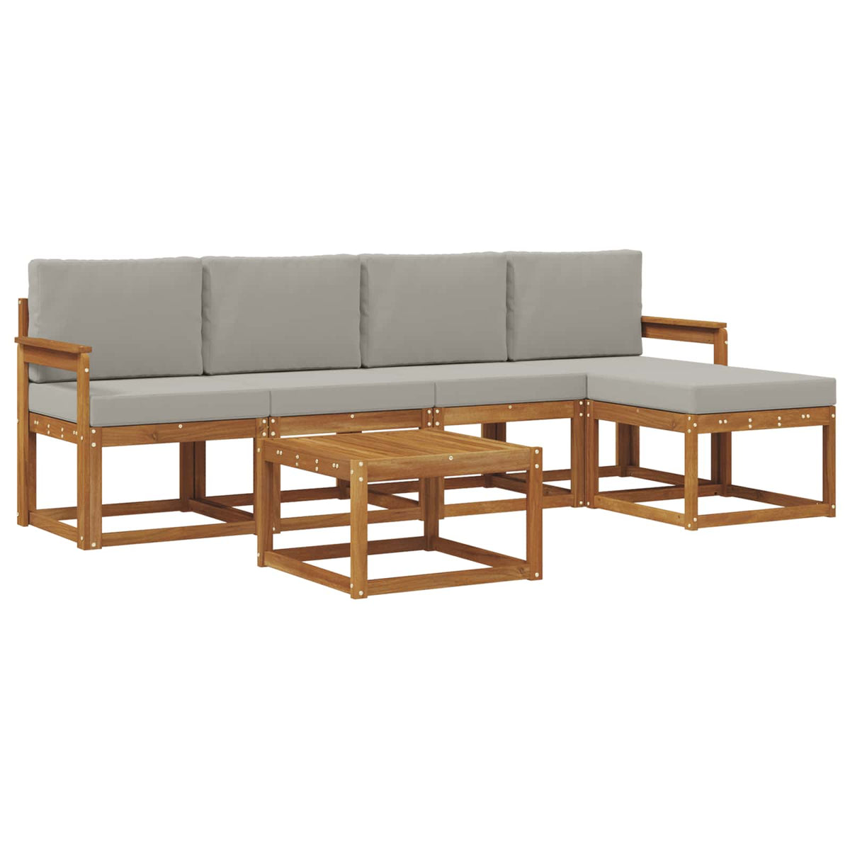 Set vanjskih sofa 6 kom. Prirodna i svijetlo siva