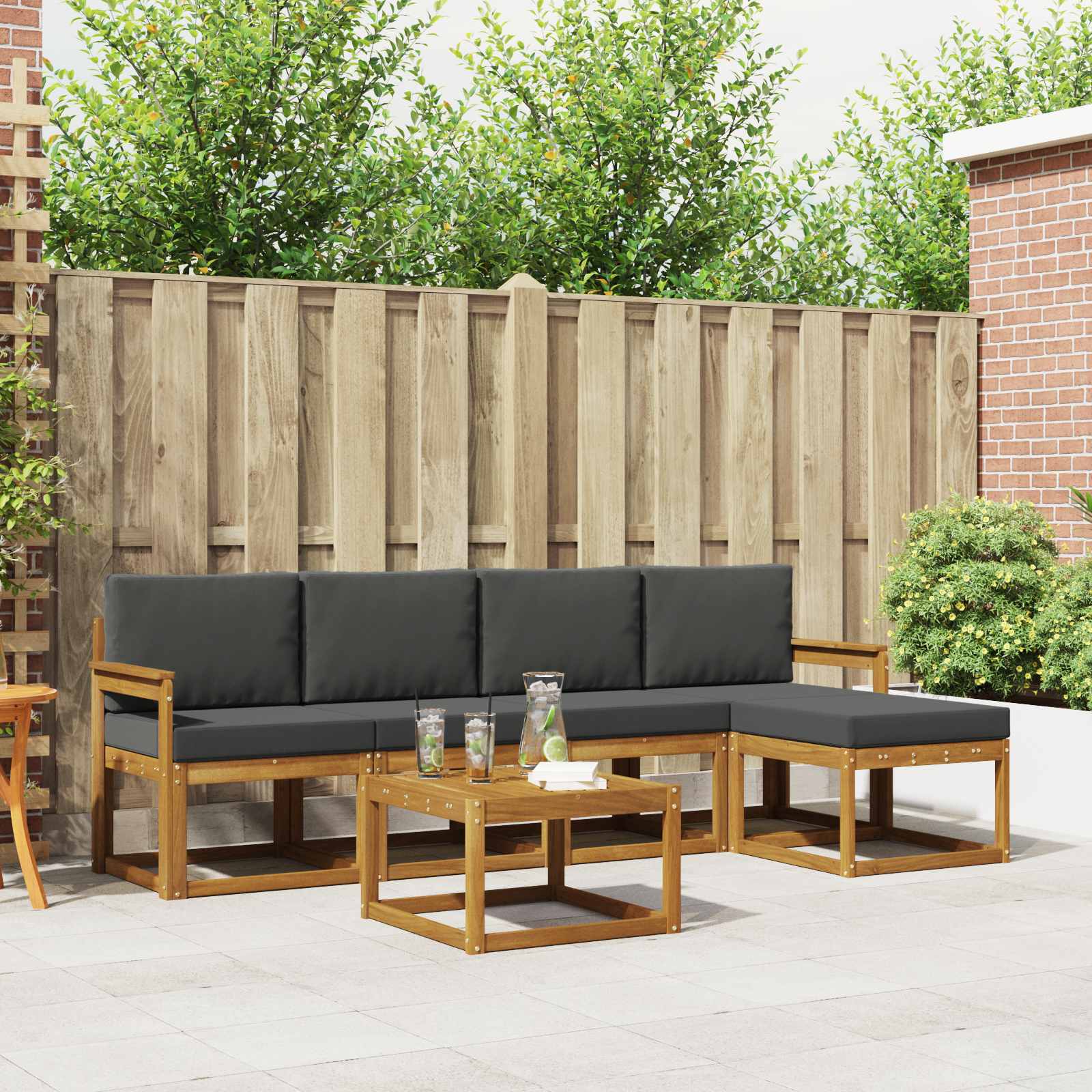 Set vanjskih sofa 6 kom. Prirodna i antracit