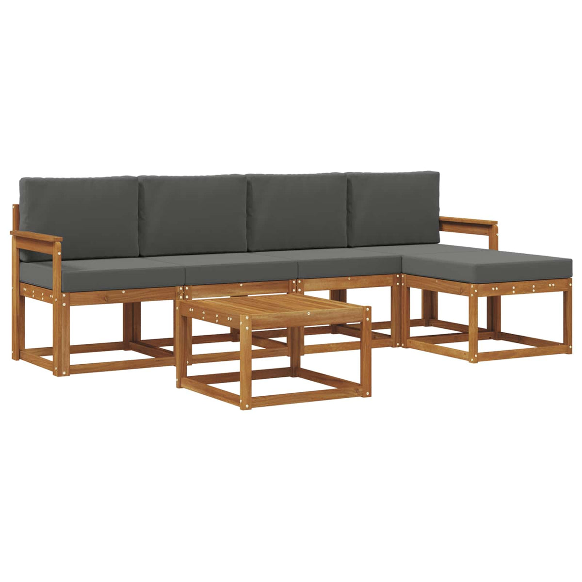 Set vanjskih sofa 6 kom. Prirodna i antracit