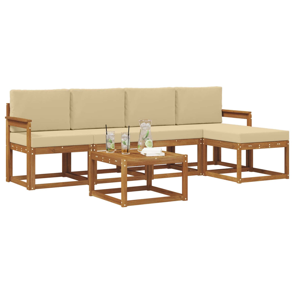 Set vanjskih sofa 6 kom. Prirodna i bež