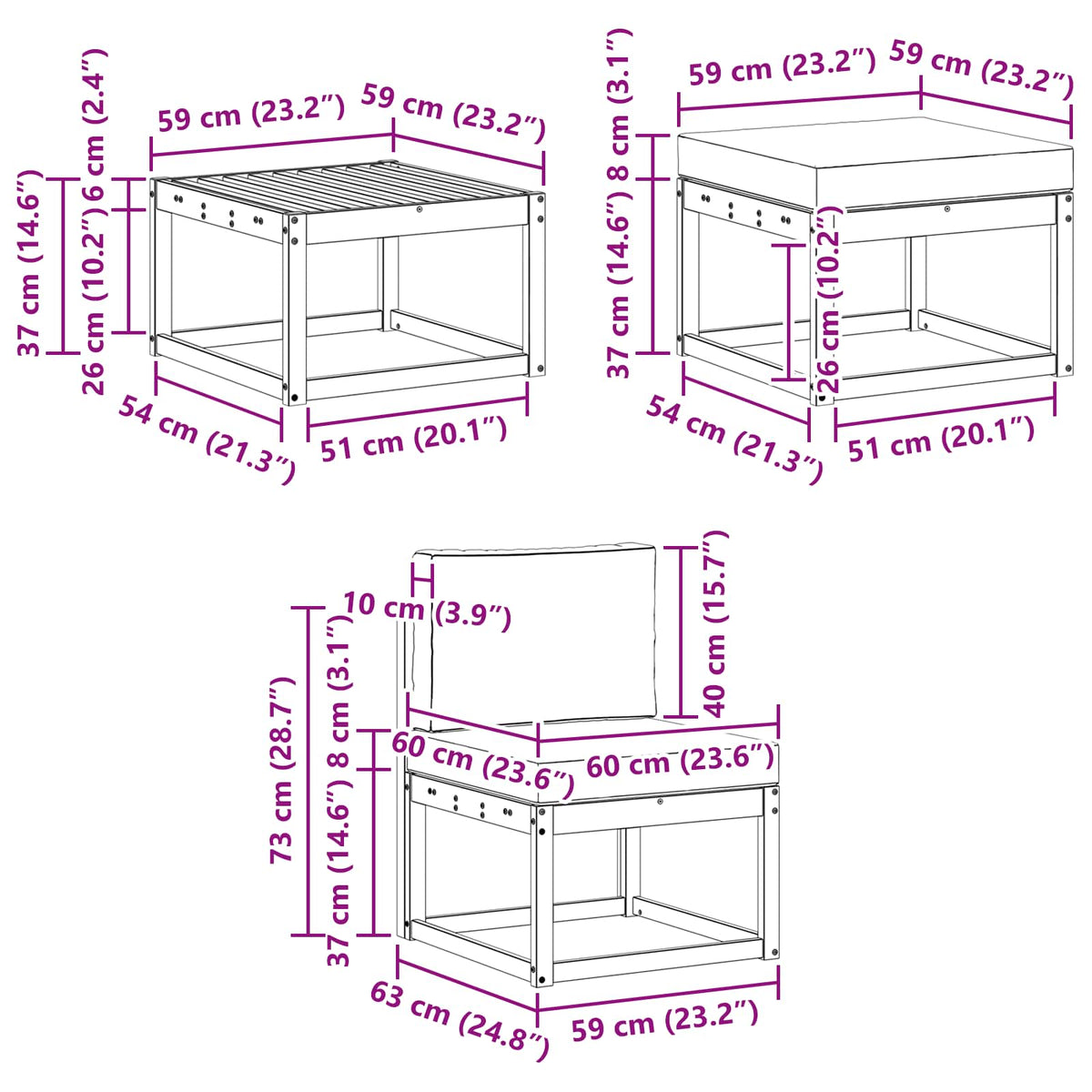Set vanjskih sofa 6 kom. Prirodna i krem