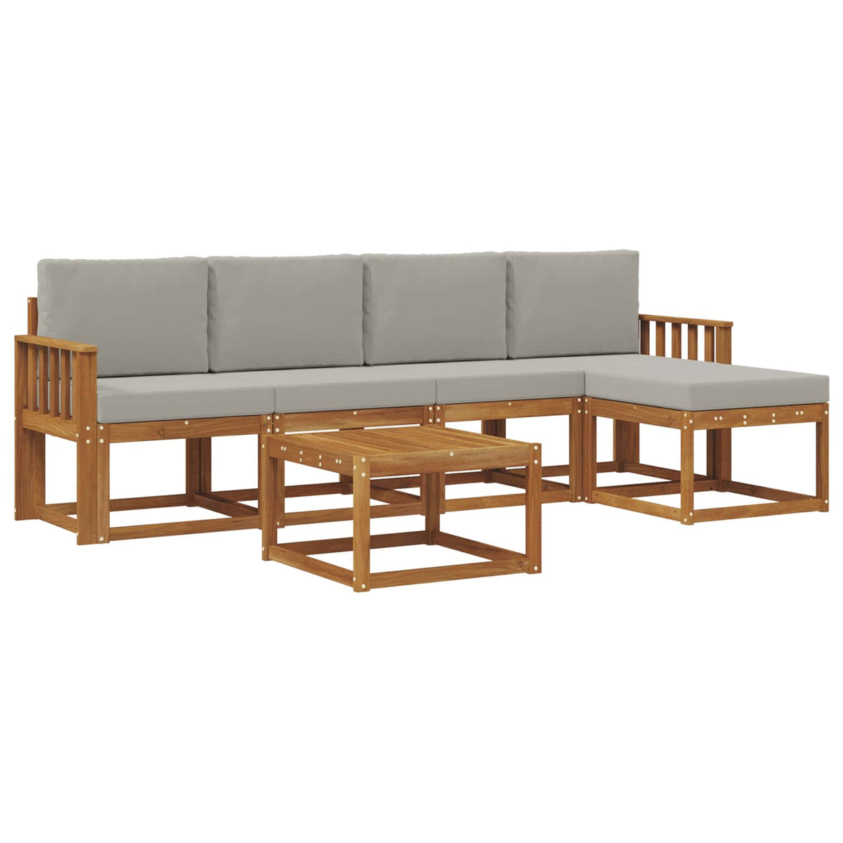 Set vanjskih sofa 6 kom. Prirodna i svijetlo siva