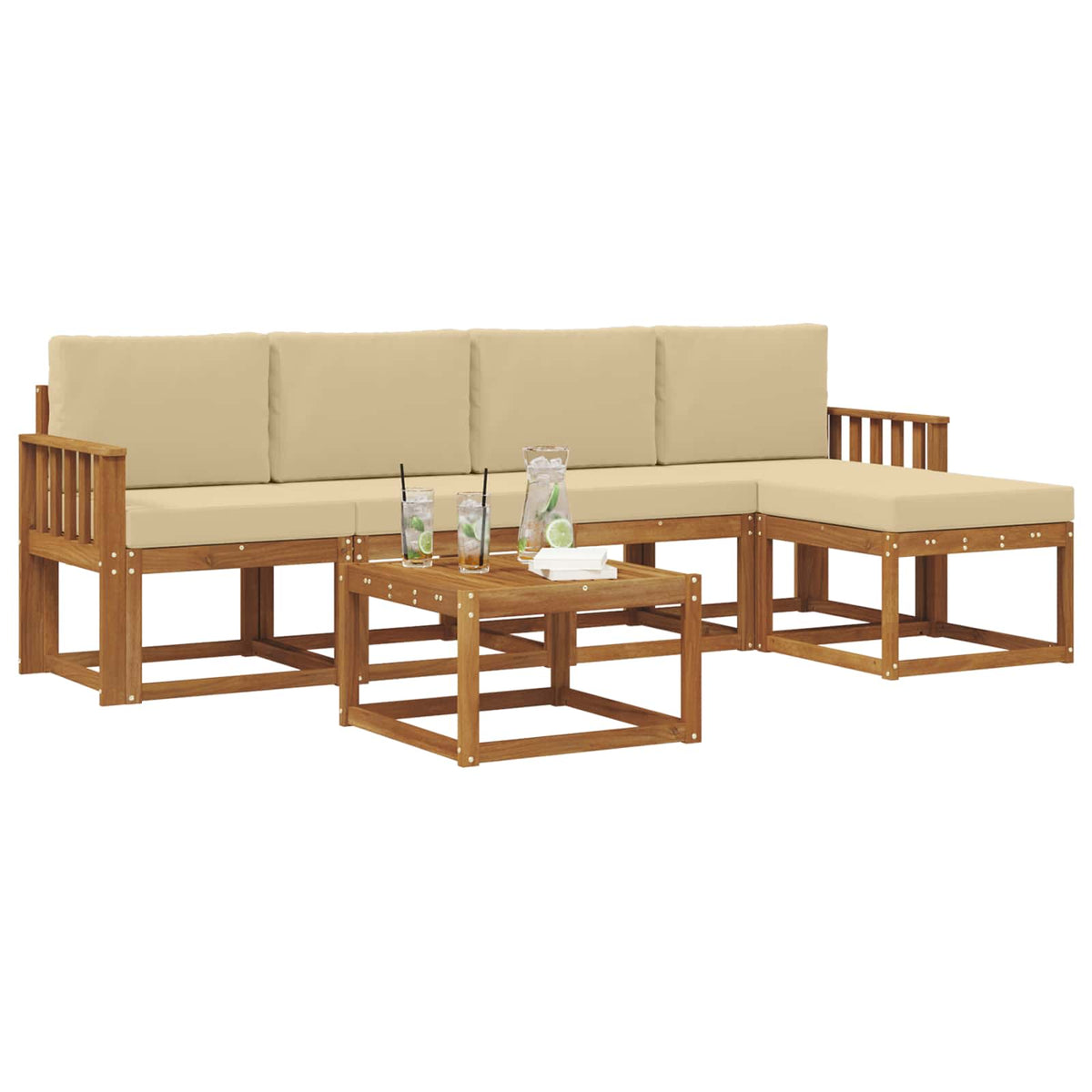 Set vanjskih sofa 6 kom. Prirodna i bež