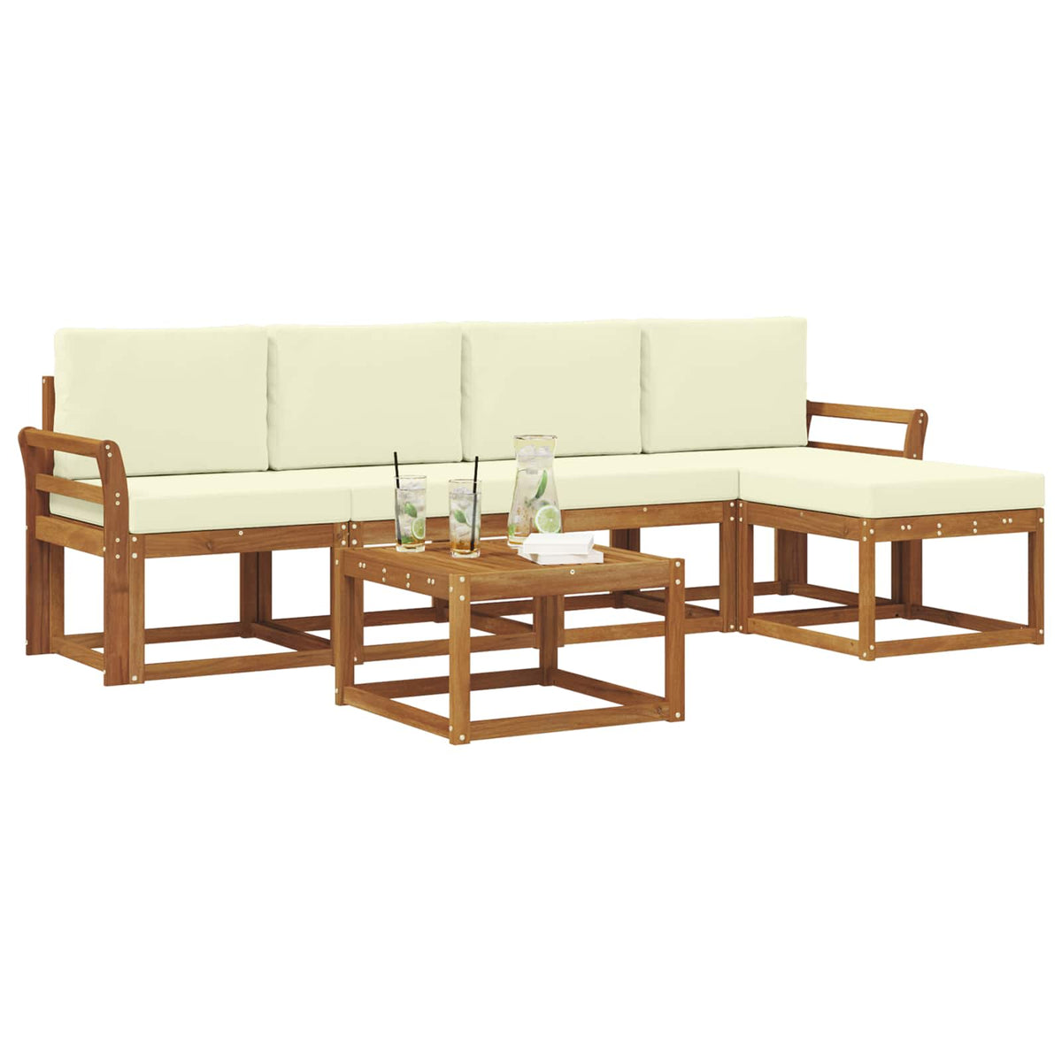 Set vanjskih sofa 6 kom. Prirodna i krem