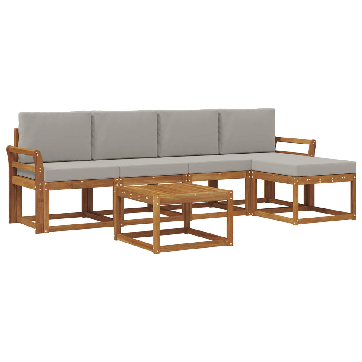 Set vanjskih sofa 6 kom. Prirodna i svijetlo siva