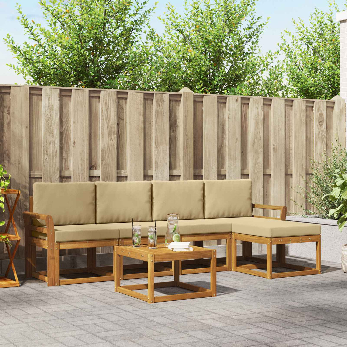 Set vanjskih sofa 6 kom. Prirodna i bež