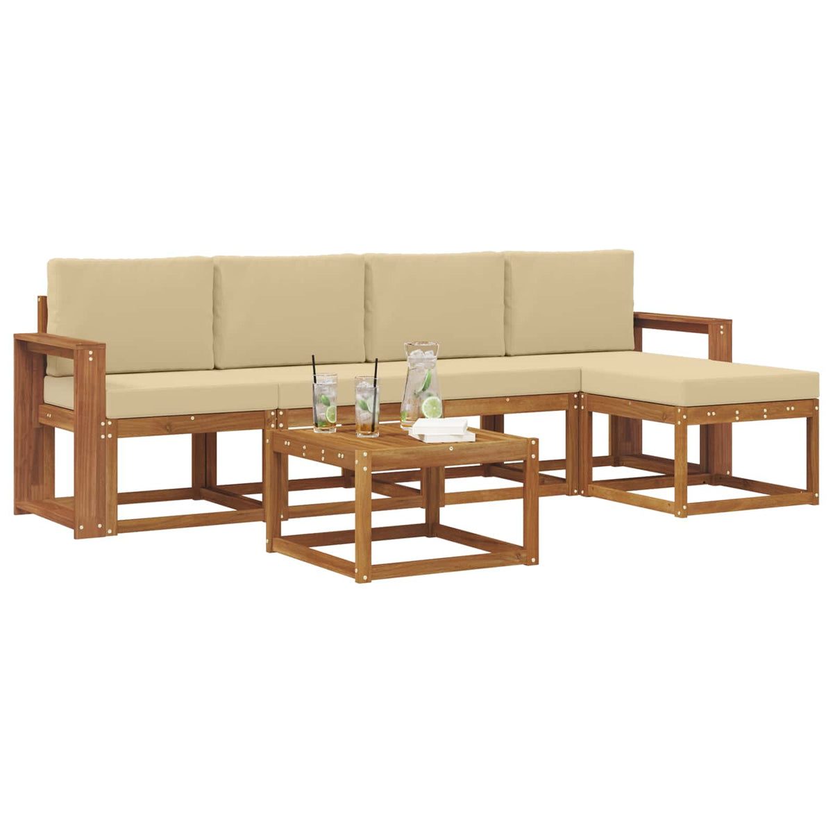 Set vanjskih sofa 6 kom. Prirodna i bež