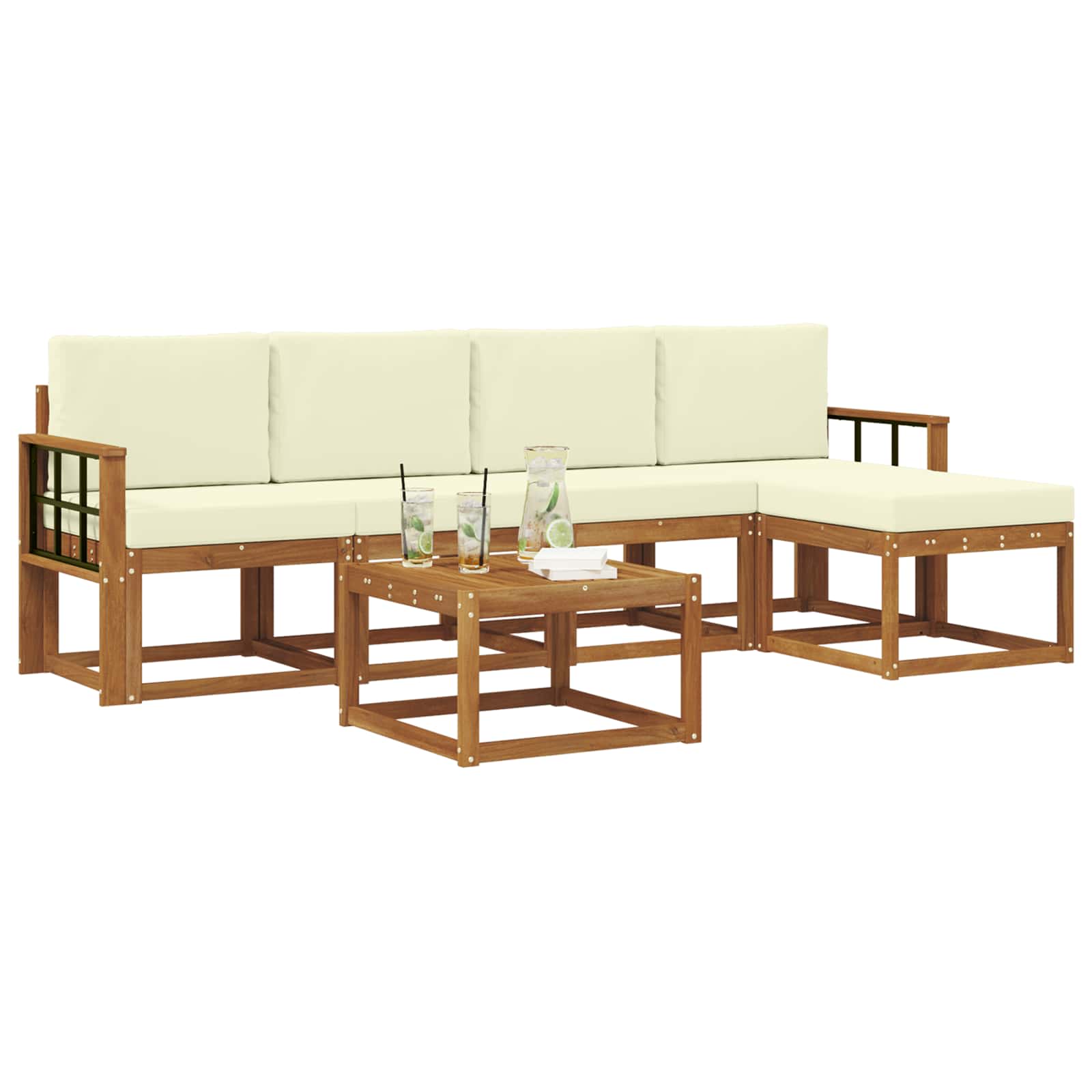 Set vanjskih sofa 6 kom. Prirodna i krem