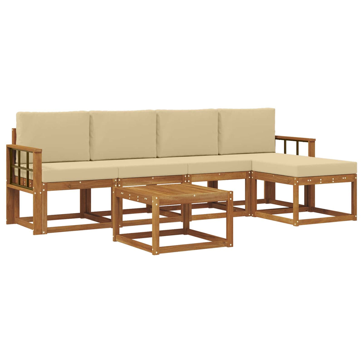 Set vanjskih sofa 6 kom. Prirodna i bež