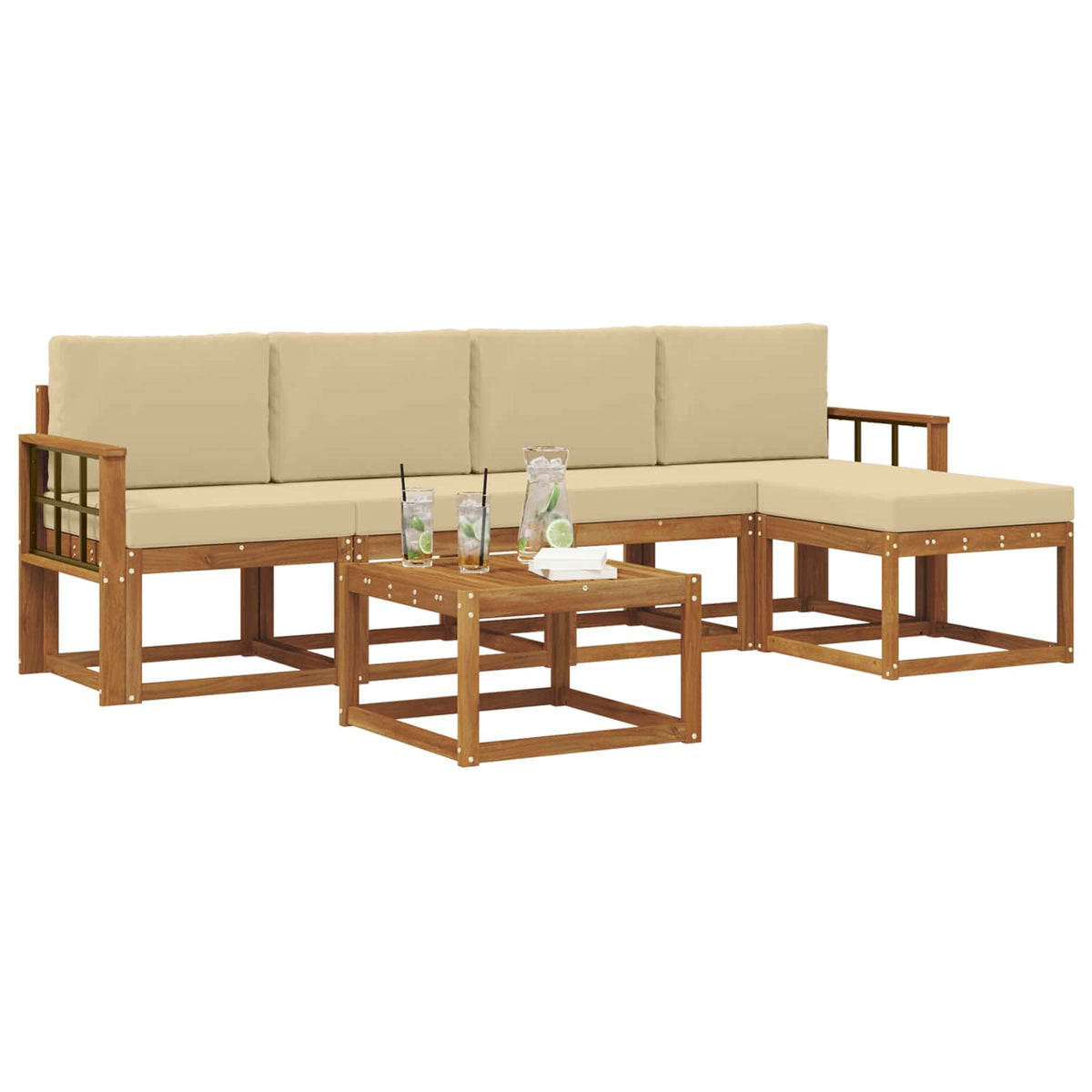 Set vanjskih sofa 6 kom. Prirodna i bež