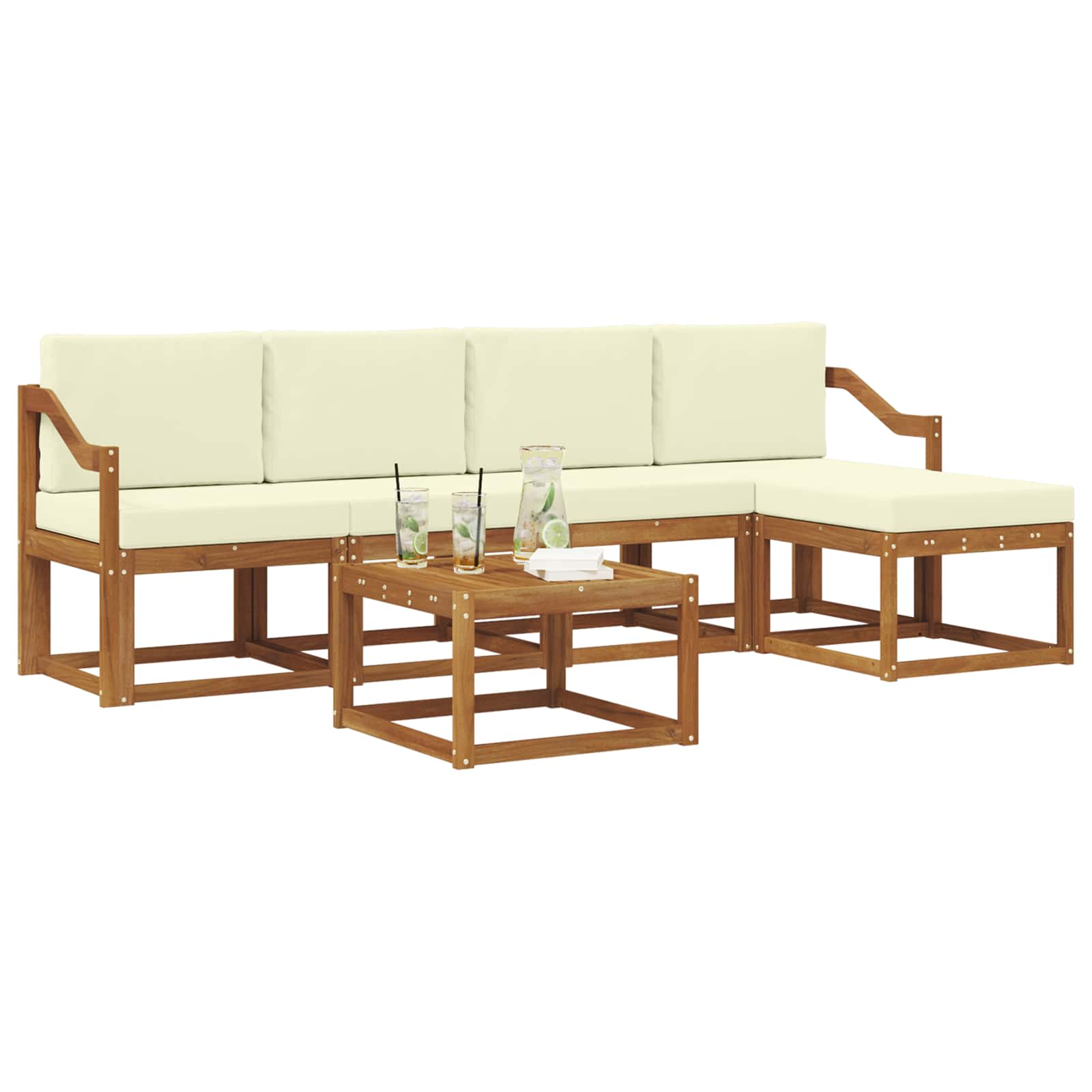Set vanjskih sofa 6 kom. Prirodna i krem