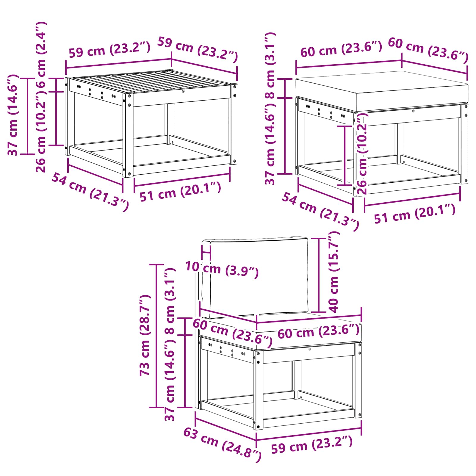 Set vanjskih sofa 6 kom. Prirodna i krem