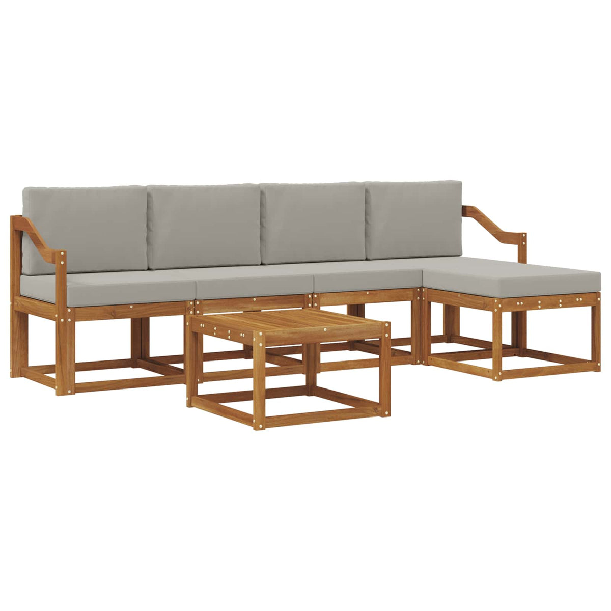Set vanjskih sofa 6 kom. Prirodna i svijetlo siva
