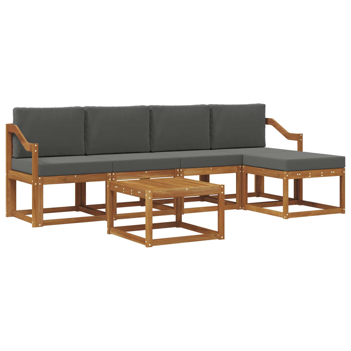 Set vanjskih sofa 6 kom. Prirodna i antracit