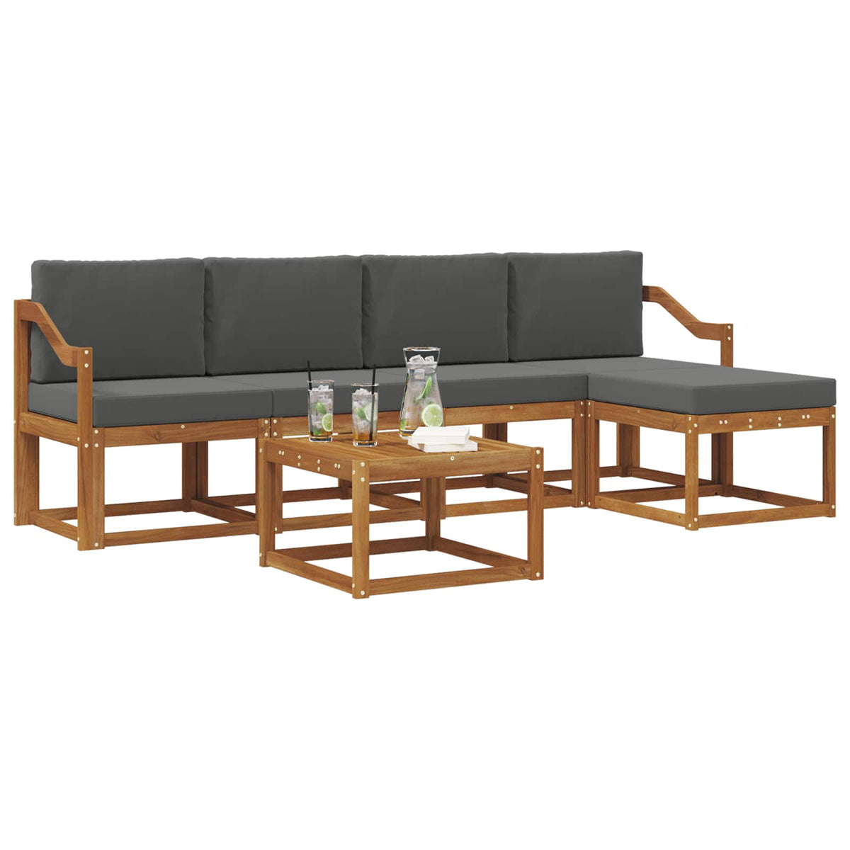 Set vanjskih sofa 6 kom. Prirodna i antracit