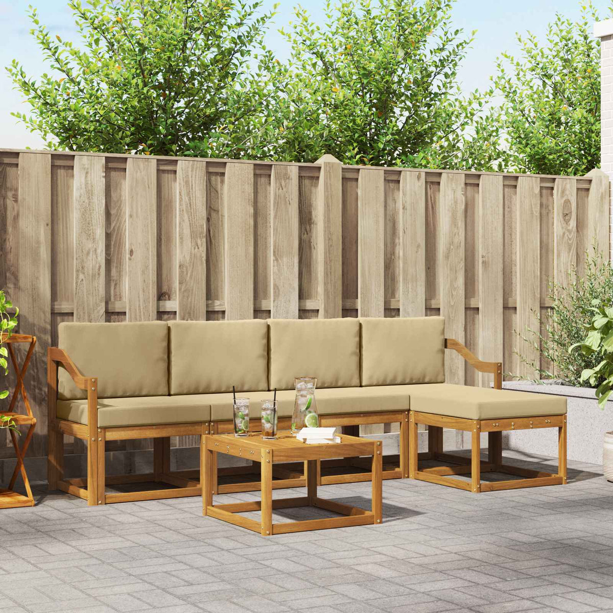Set vanjskih sofa 6 kom. Prirodna i bež