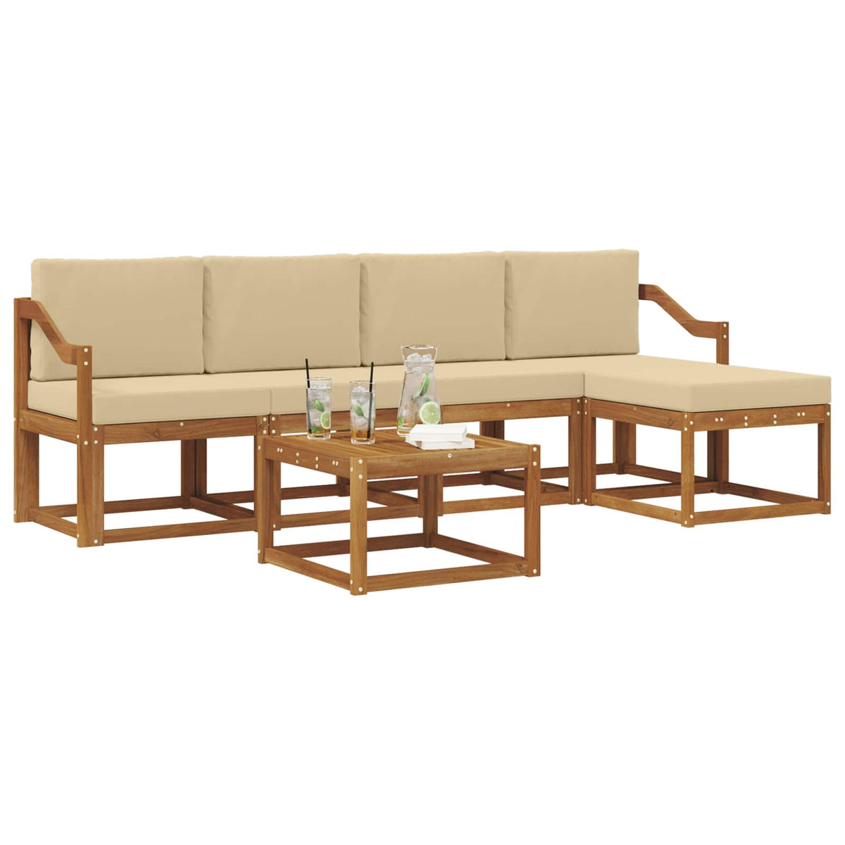 Set vanjskih sofa 6 kom. Prirodna i bež