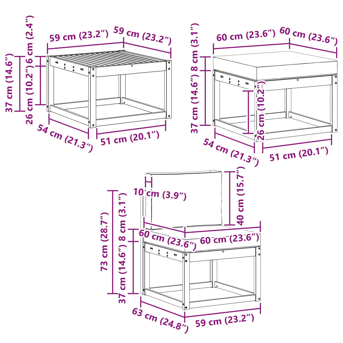 Set vanjskih sofa 6 kom. Prirodna i bež