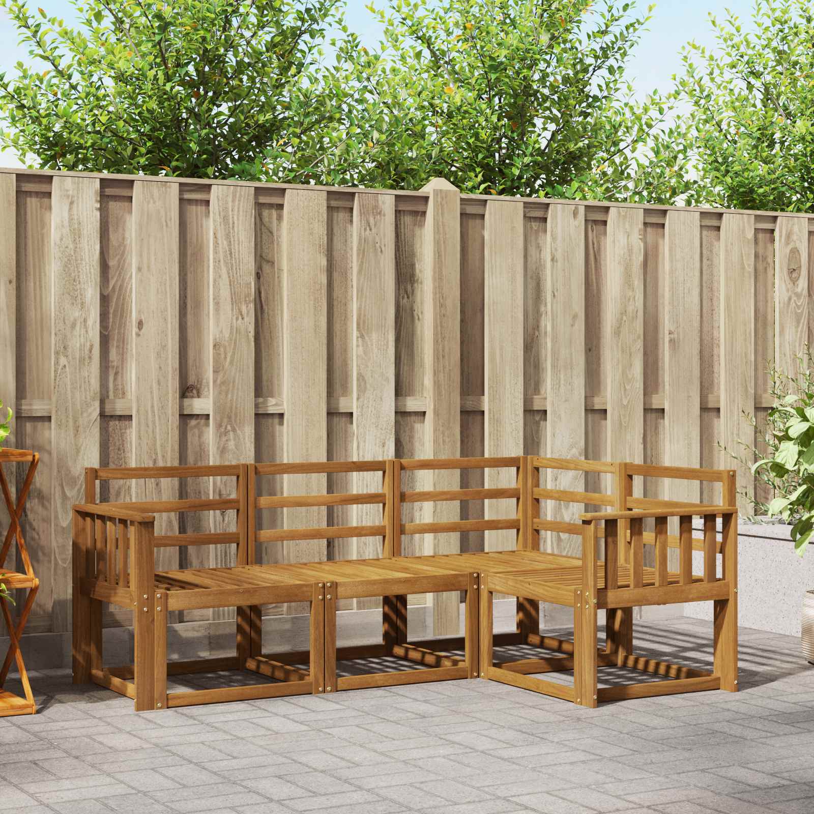 Set vanjskih sofa 4 pcs Prirodna Čvrsto drvo akacije