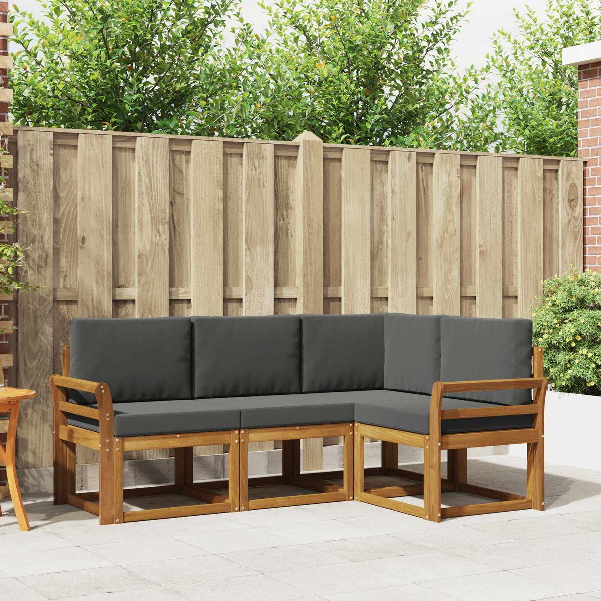 Set vanjskih sofa 4 kom. Prirodna i antracit Smeđa 190 x 130,5 x 73 cm
