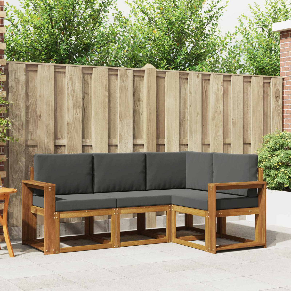 Set vanjskih sofa 4 kom. Prirodna i antracit Smeđa 191,5 x 132,5 x 73 cm