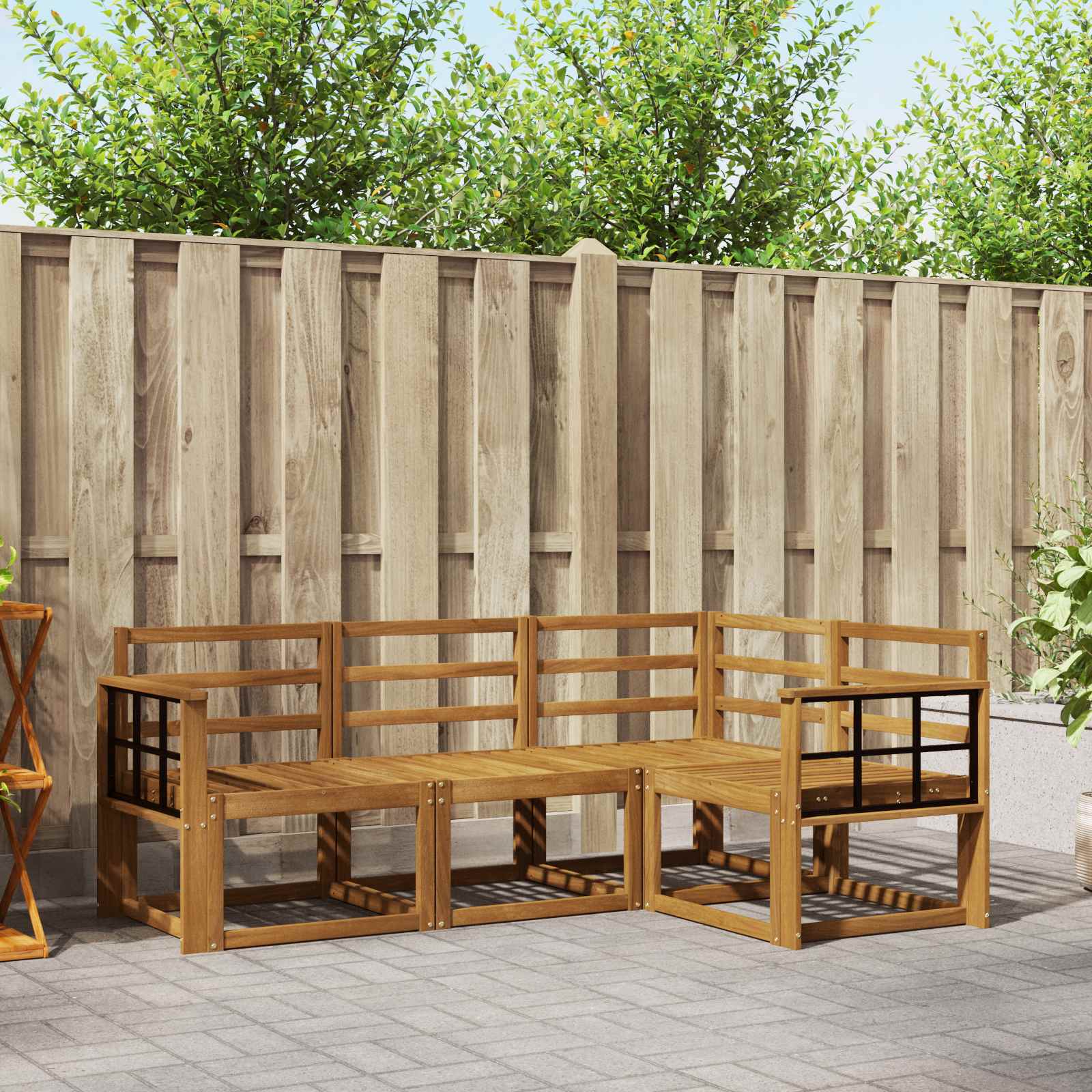 Set vanjskih sofa 4 pcs Prirodna Čvrsto drvo akacije