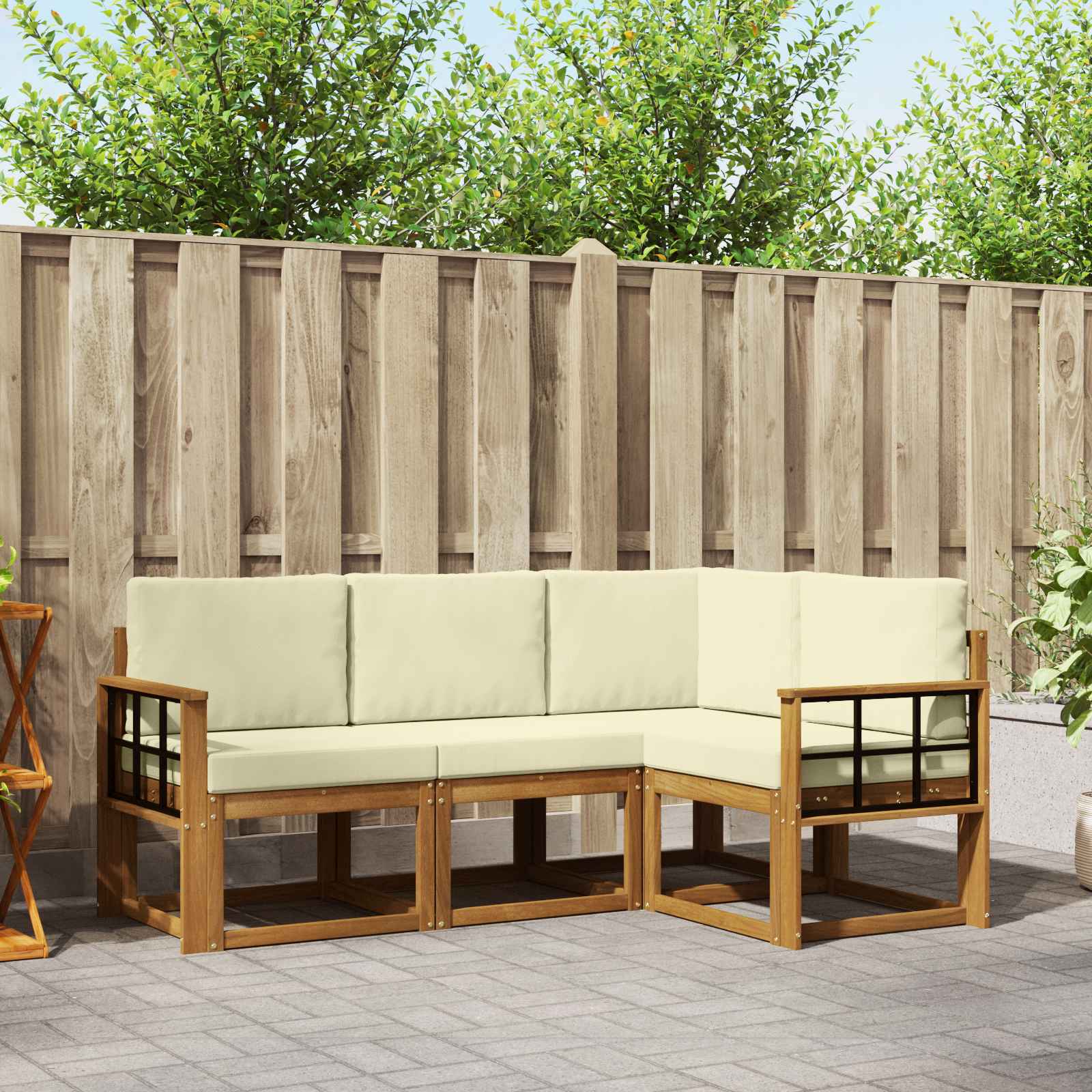 Set vanjskih sofa s jastukom 4 pcs Prirodna i krem