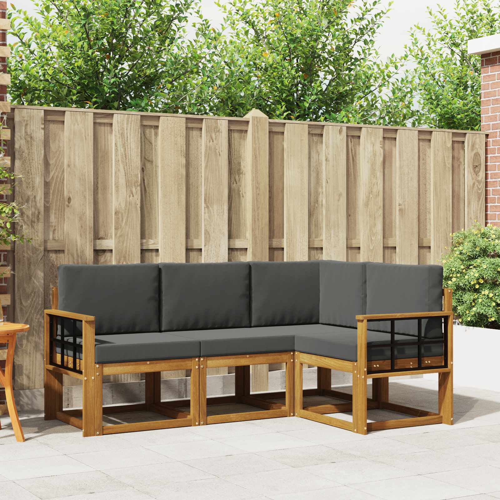 Set vanjskih sofa s jastukom 4 pcs Prirodna i antracit