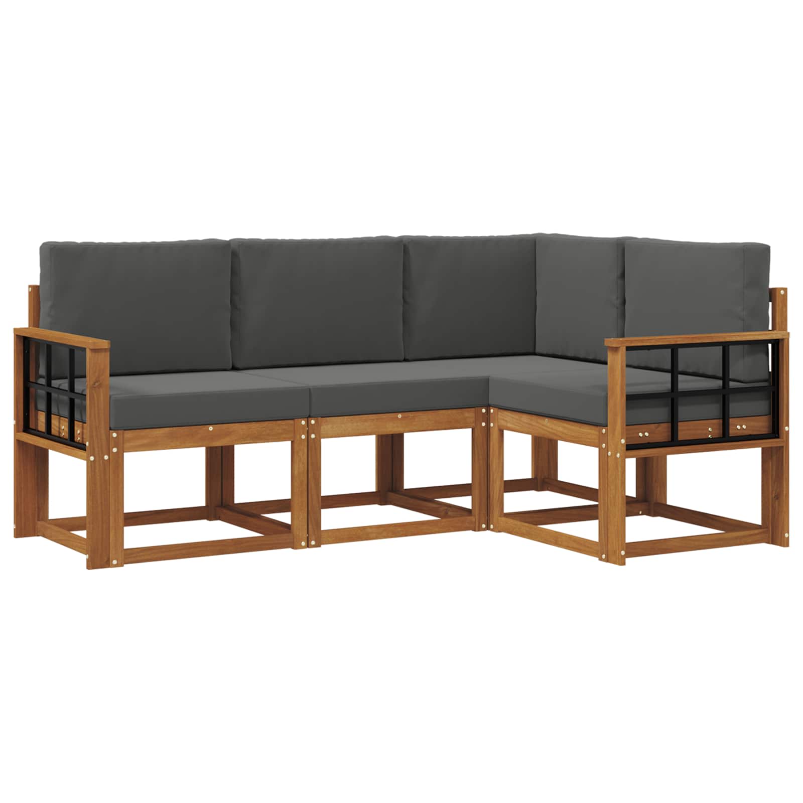Set vanjskih sofa s jastukom 4 pcs Prirodna i antracit