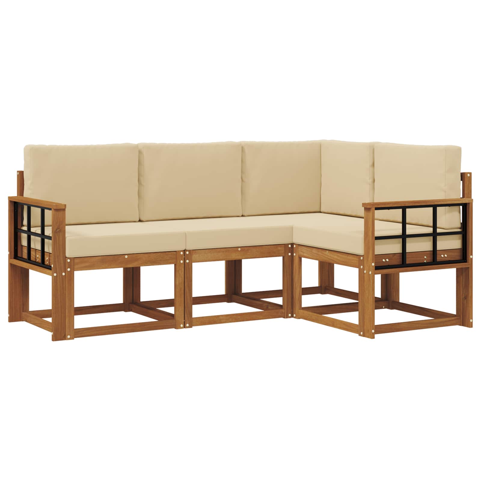 Set vanjskih sofa s jastukom 4 pcs Prirodna i bež