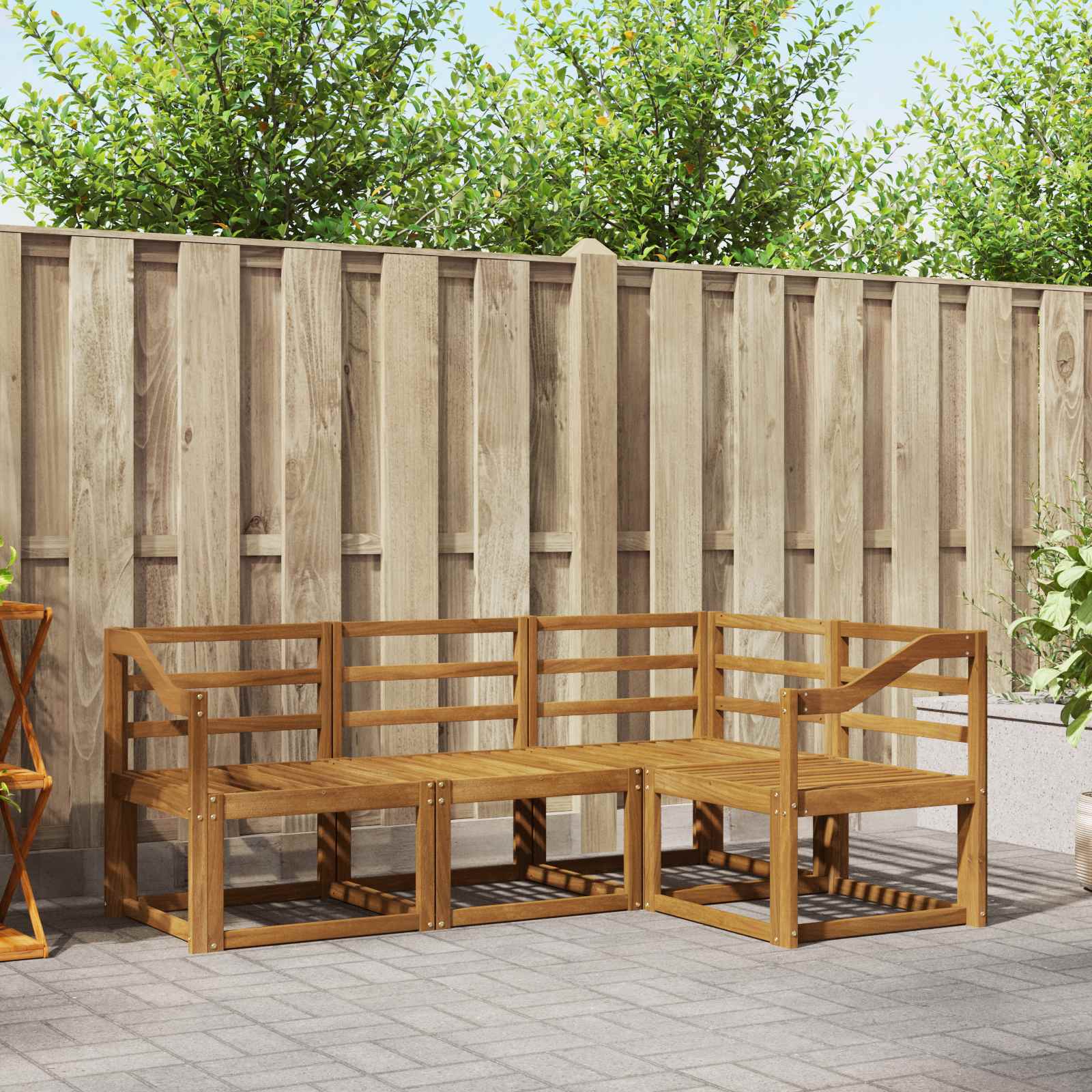 Set vanjskih sofa 4 pcs Prirodna Čvrsto drvo akacije