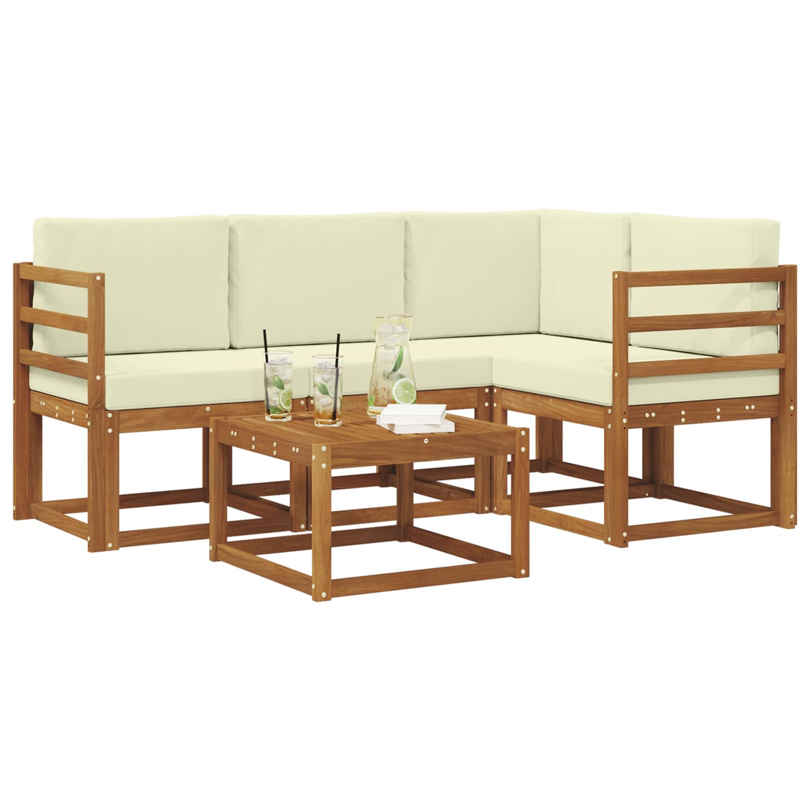 Set vanjskih sofa 5 kom. Prirodna i krem