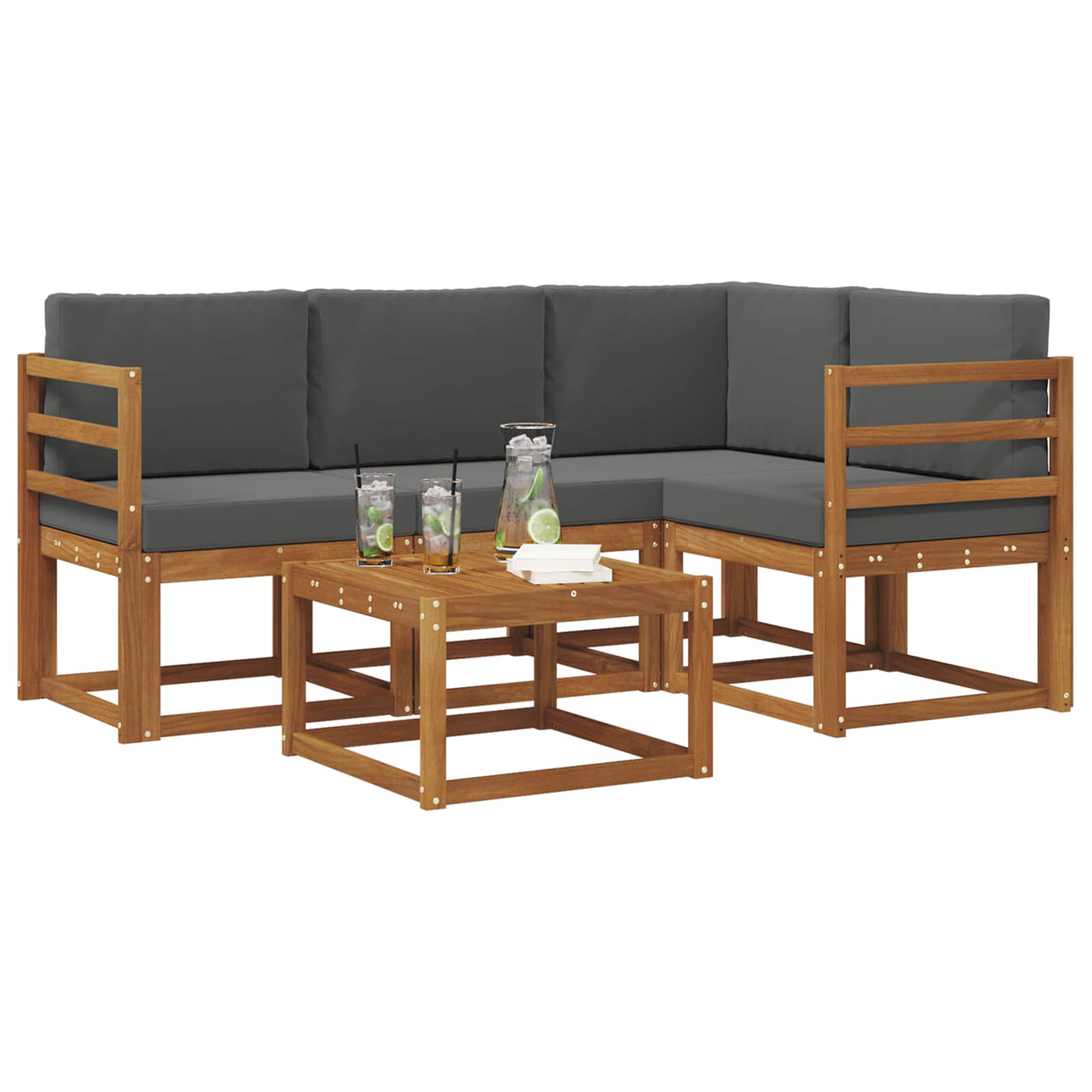 Set vanjskih sofa 5 kom. Prirodna i antracit