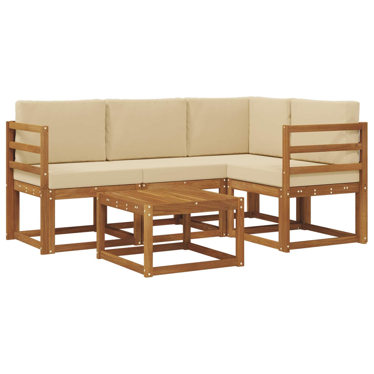 Set vanjskih sofa s jastukom 5 pcs Prirodna i bež