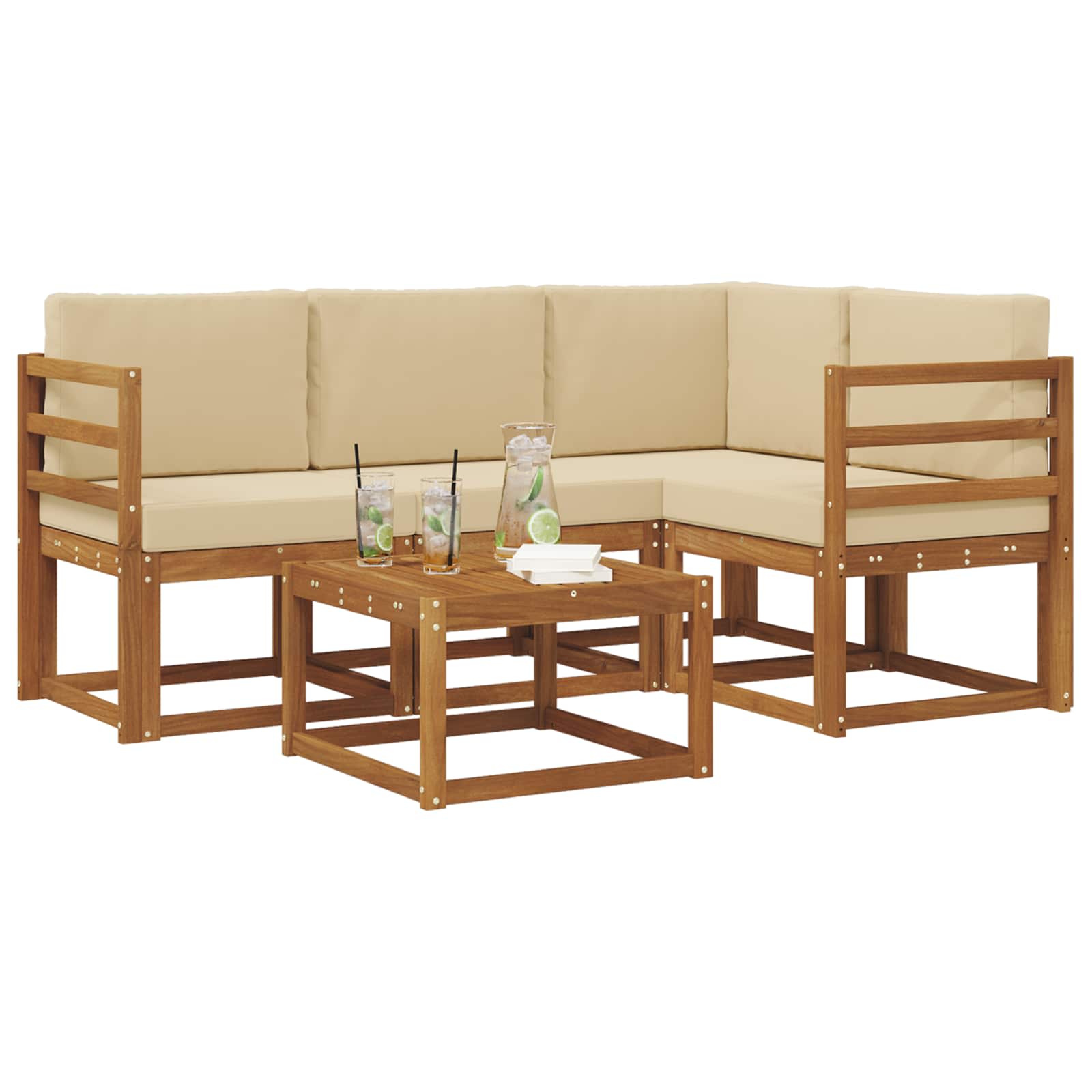 Set vanjskih sofa s jastukom 5 pcs Prirodna i bež