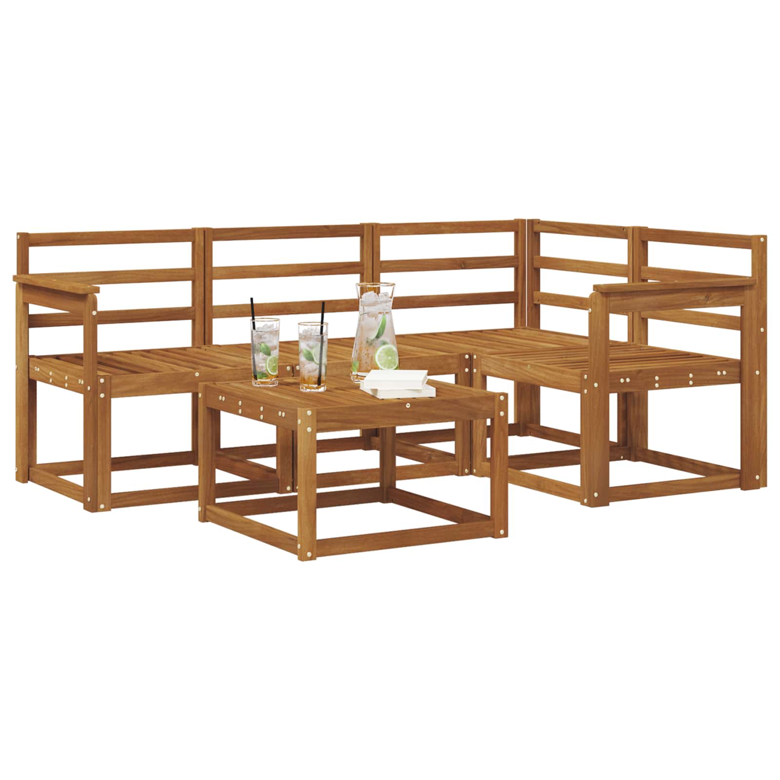 Set vanjskih sofa 5 pcs Prirodna Čvrsto drvo akacije