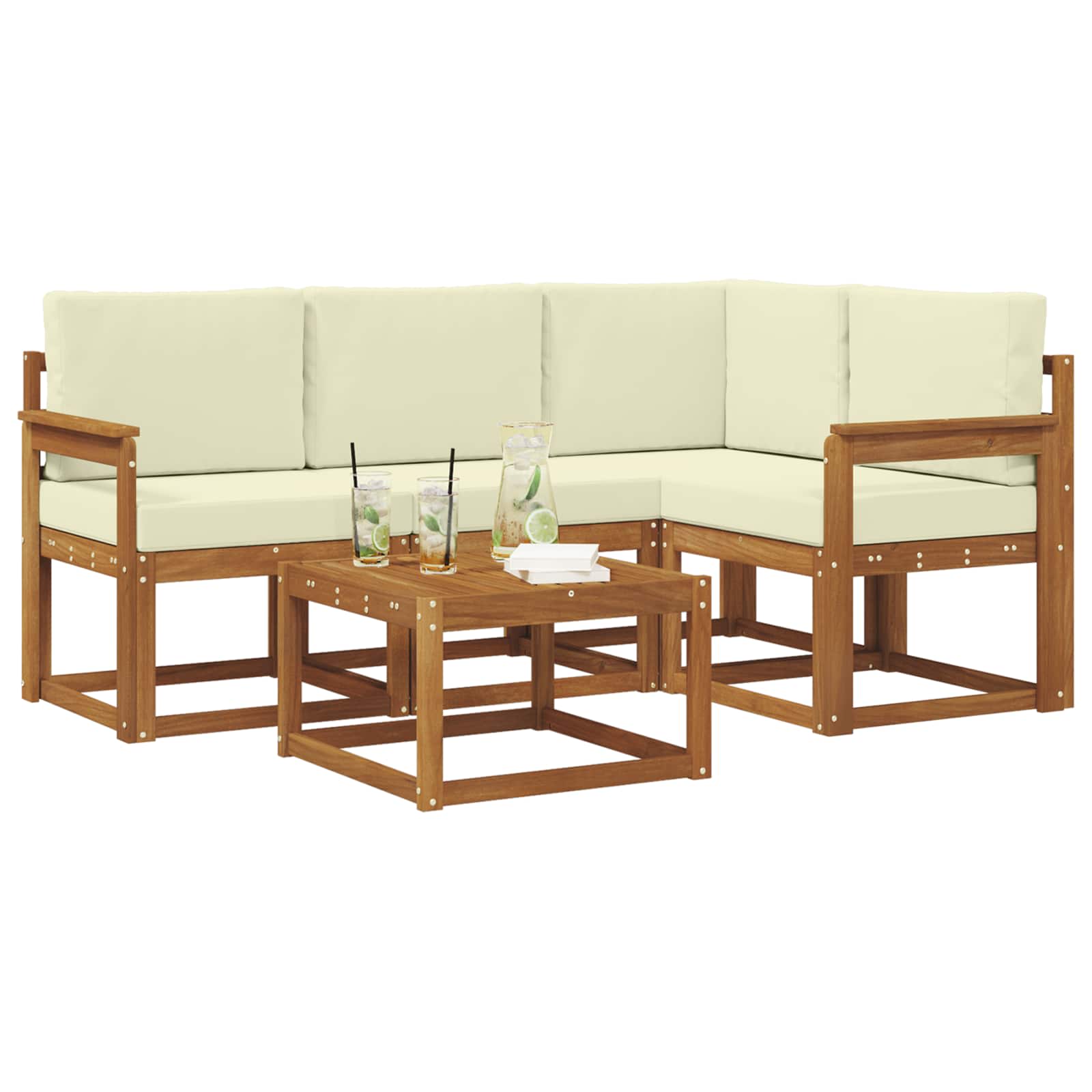 Set vanjskih sofa 5 kom. Prirodna i krem