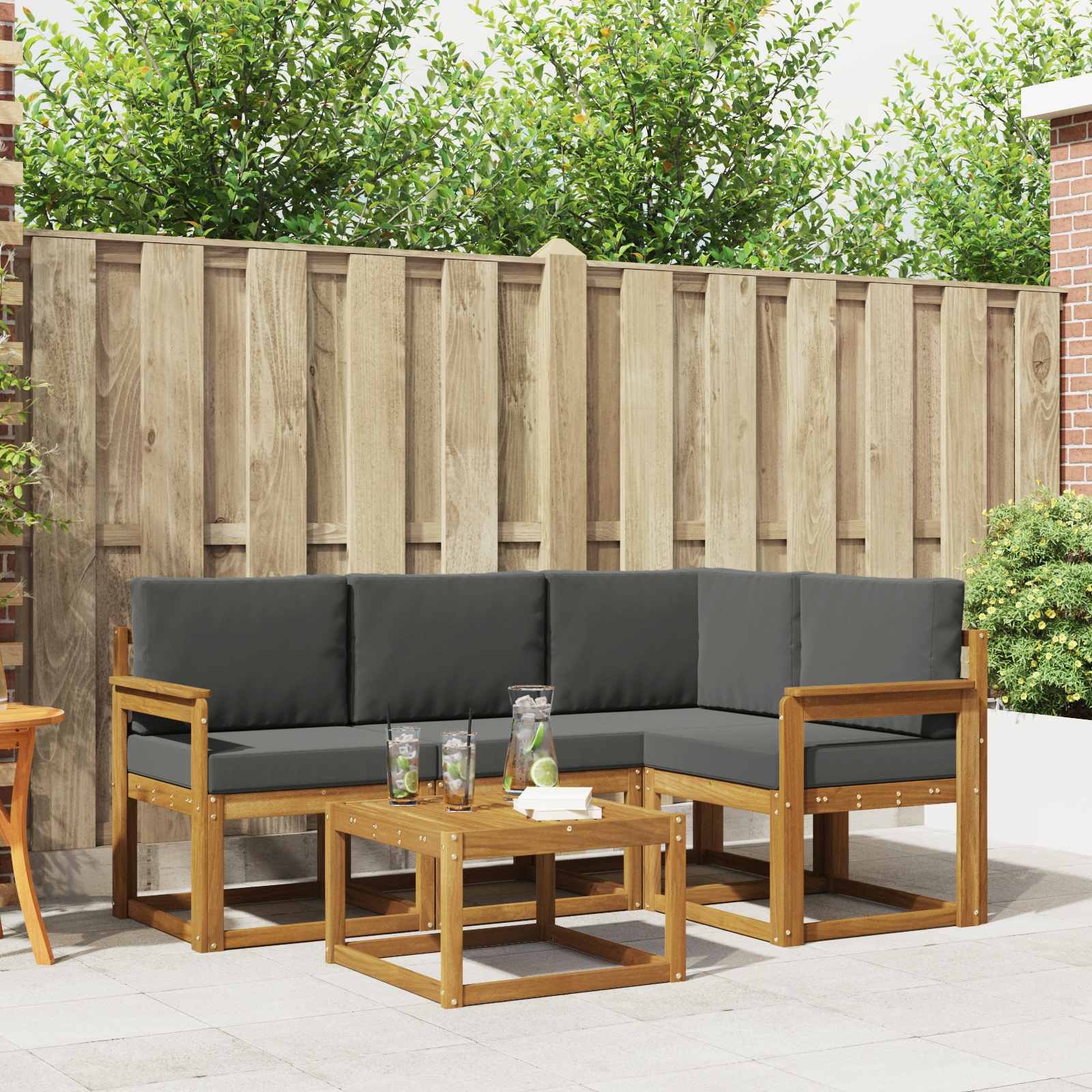 Set vanjskih sofa 5 kom. Prirodna i antracit