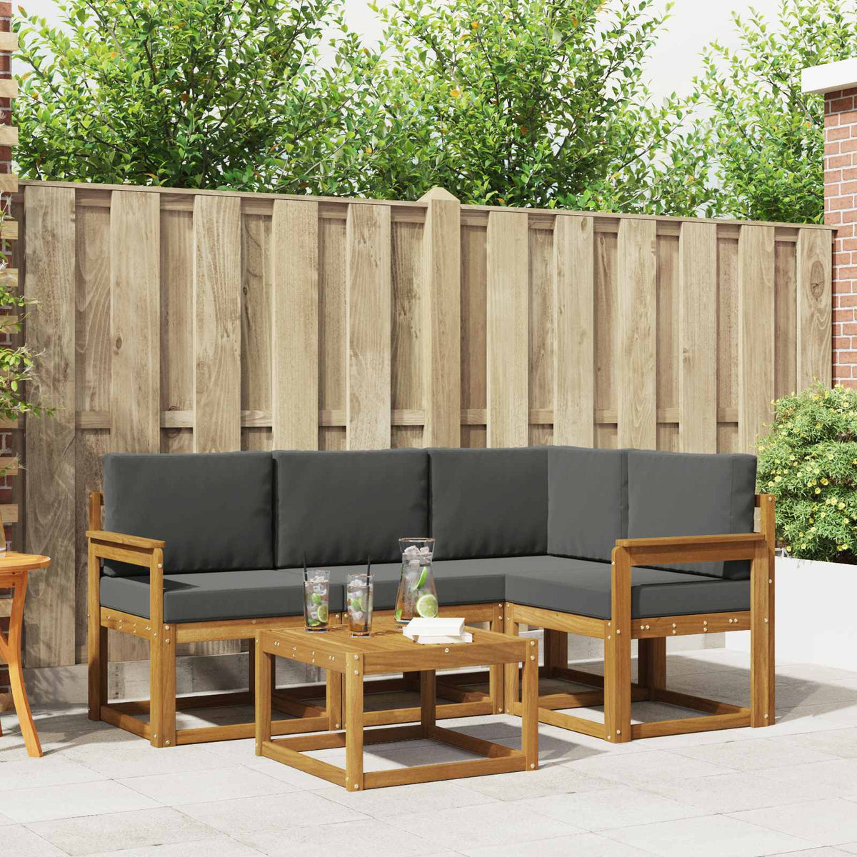 Set vanjskih sofa 5 kom. Prirodna i antracit