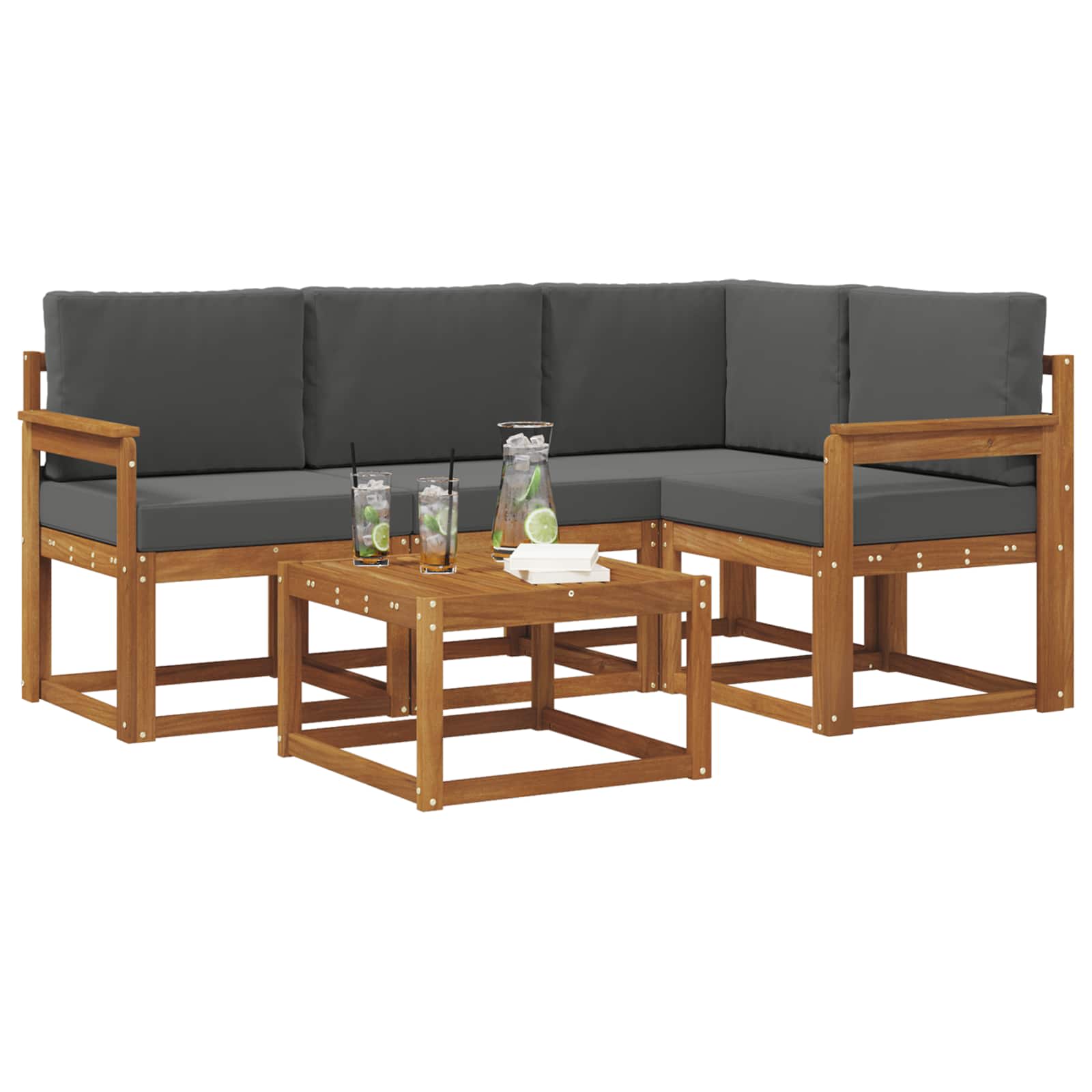 Set vanjskih sofa 5 kom. Prirodna i antracit